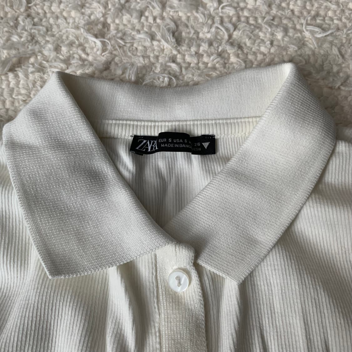 Zara 화이트 골지 카라 크롭 가디건 상품이미지2