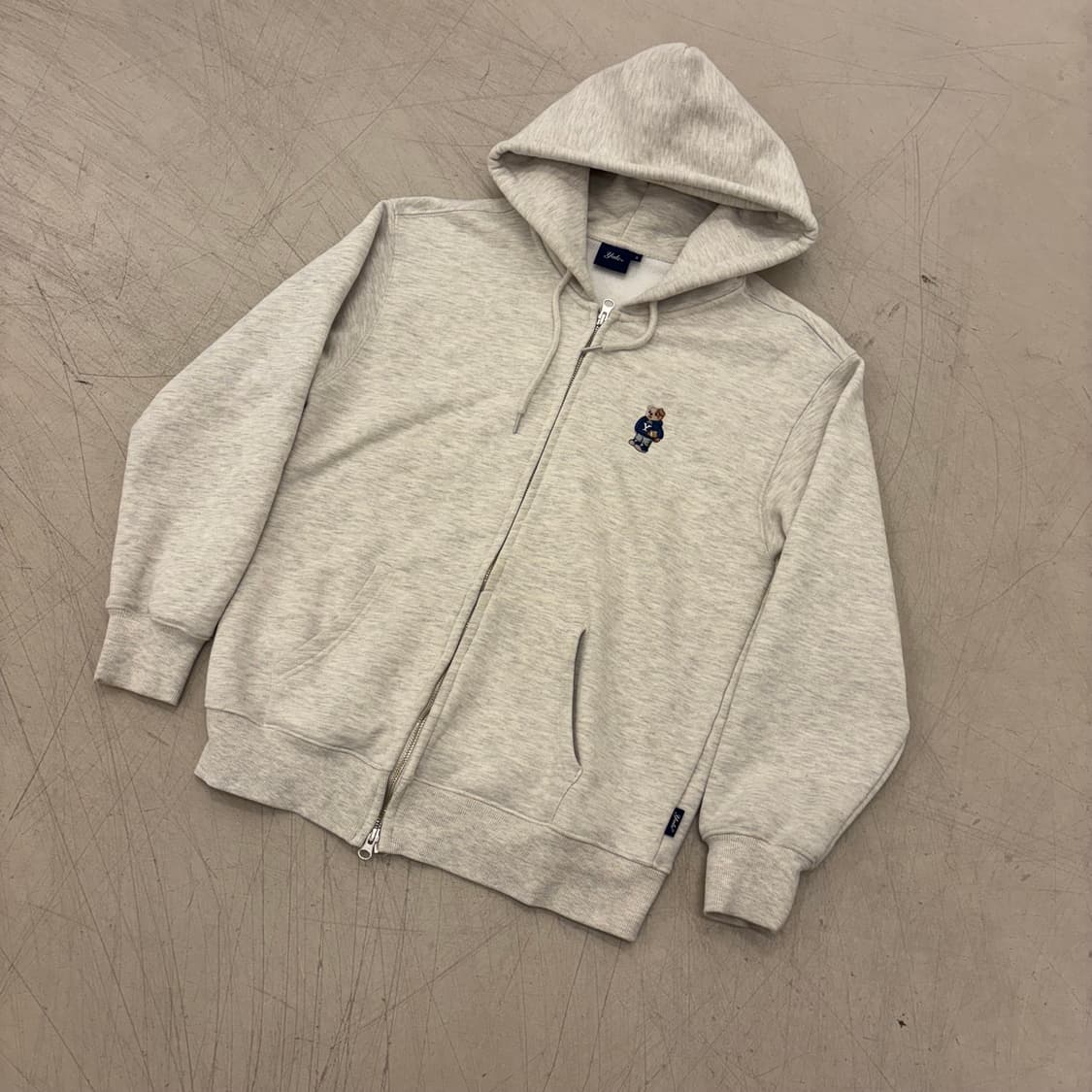 예일 스몰로고 멜란지 그레이 후드 집업 상품이미지1