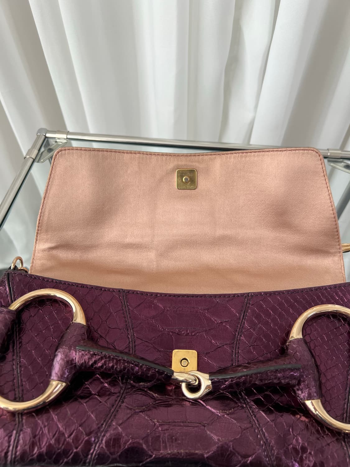 Rare  구찌 홀스빗 1955 메탈릭 리자드 숄더백 상품이미지9