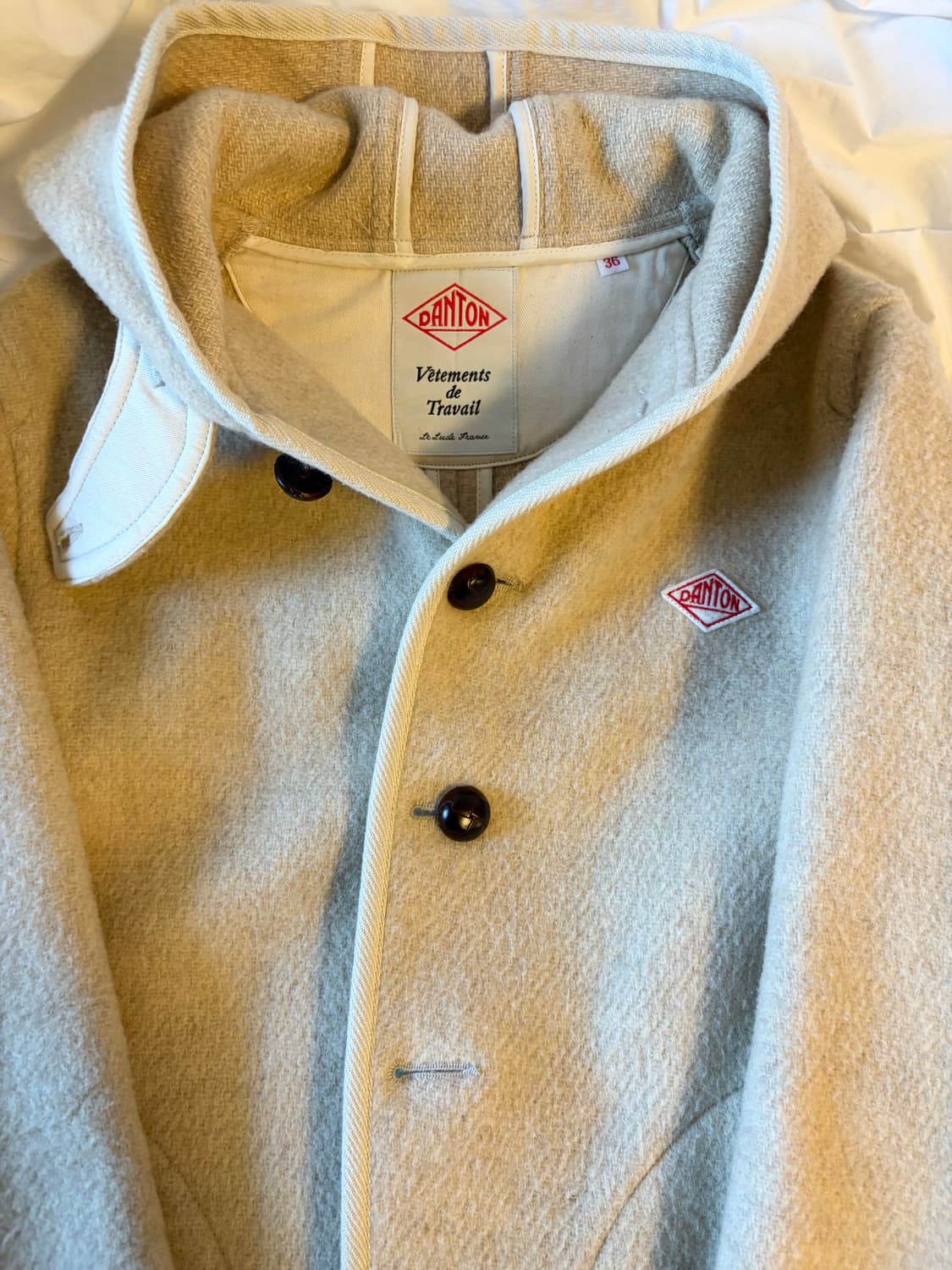 단톤 후드 울코트 베이지 상품이미지4