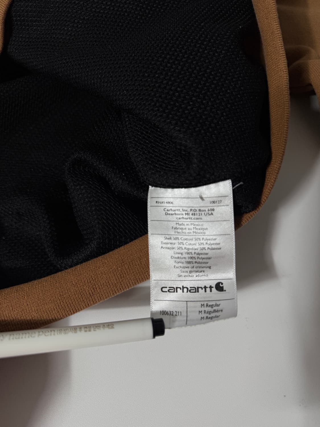 칼하트 오버핏 오리지널 카멜 브라운 써멀 스웻 후드집업 상품이미지6