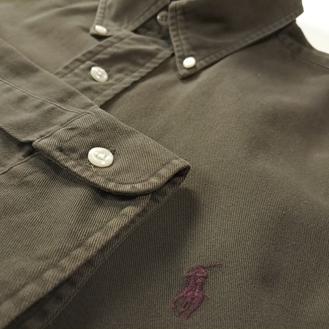 CK266 L 폴로 90s 미국판 다크 올리브 셔츠 남방 상품이미지4