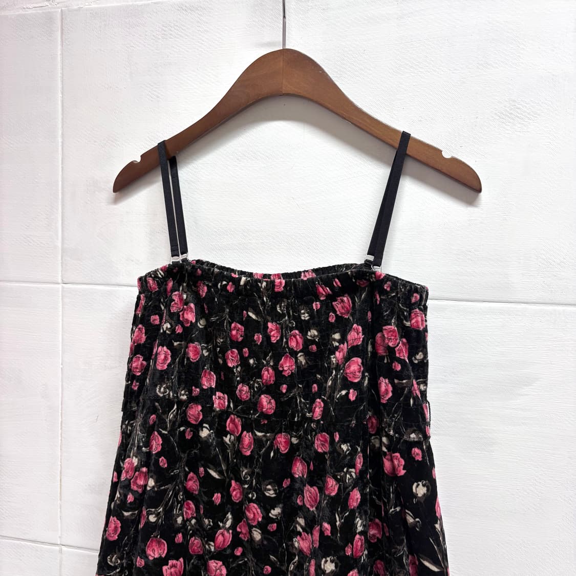 플라워 블랙 벨벳 레이스 슬립 원피스 JPN  상품이미지2