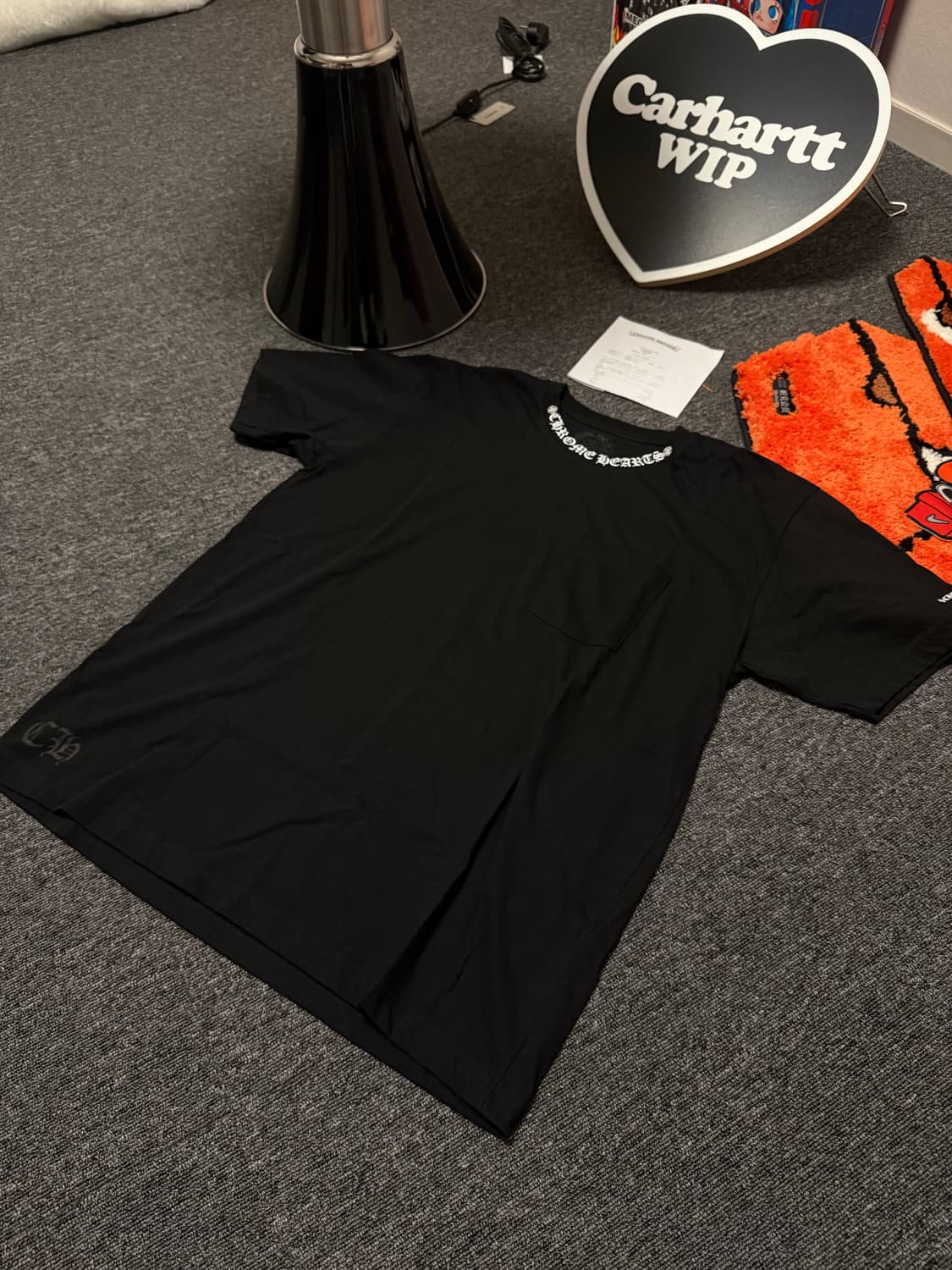 [XL] 크롬하츠 숏 슬리브 포켓 크루 넥로고 반팔 티셔츠 블랙 상품이미지3