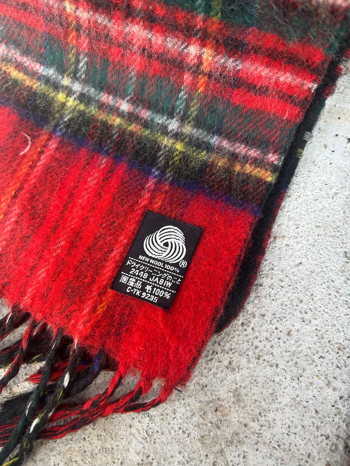 2000s JPN 울 타탄체크 레드 머플러 상품이미지2