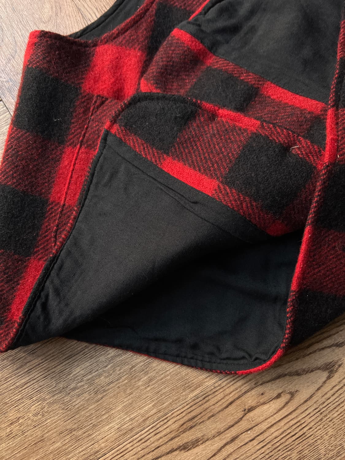 [L]PARAGRAFF USA 빈티지 레드 버팔로 체크 울 베스트 상품이미지5