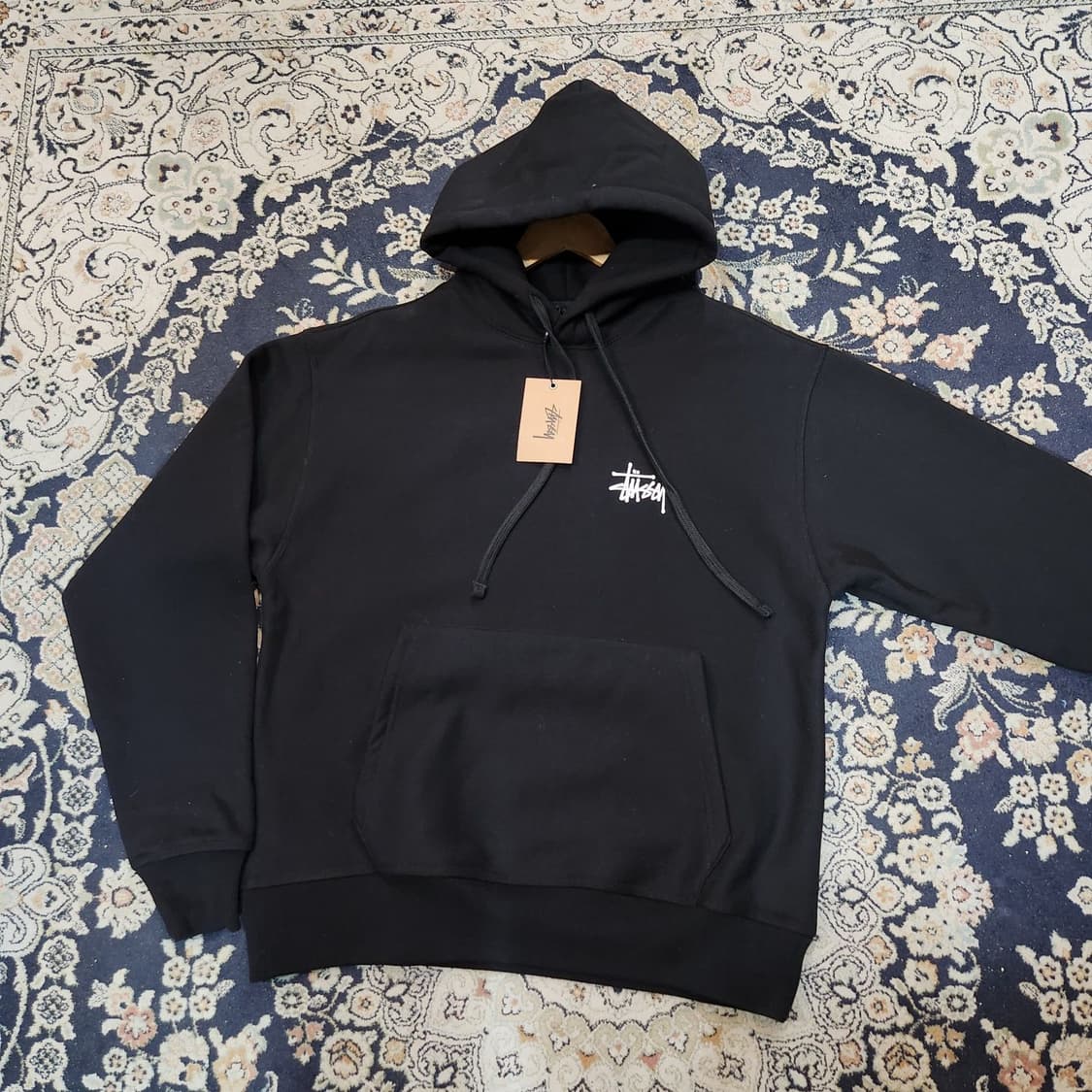 스투시 베이직 후드 블랙 M 100 상품이미지1