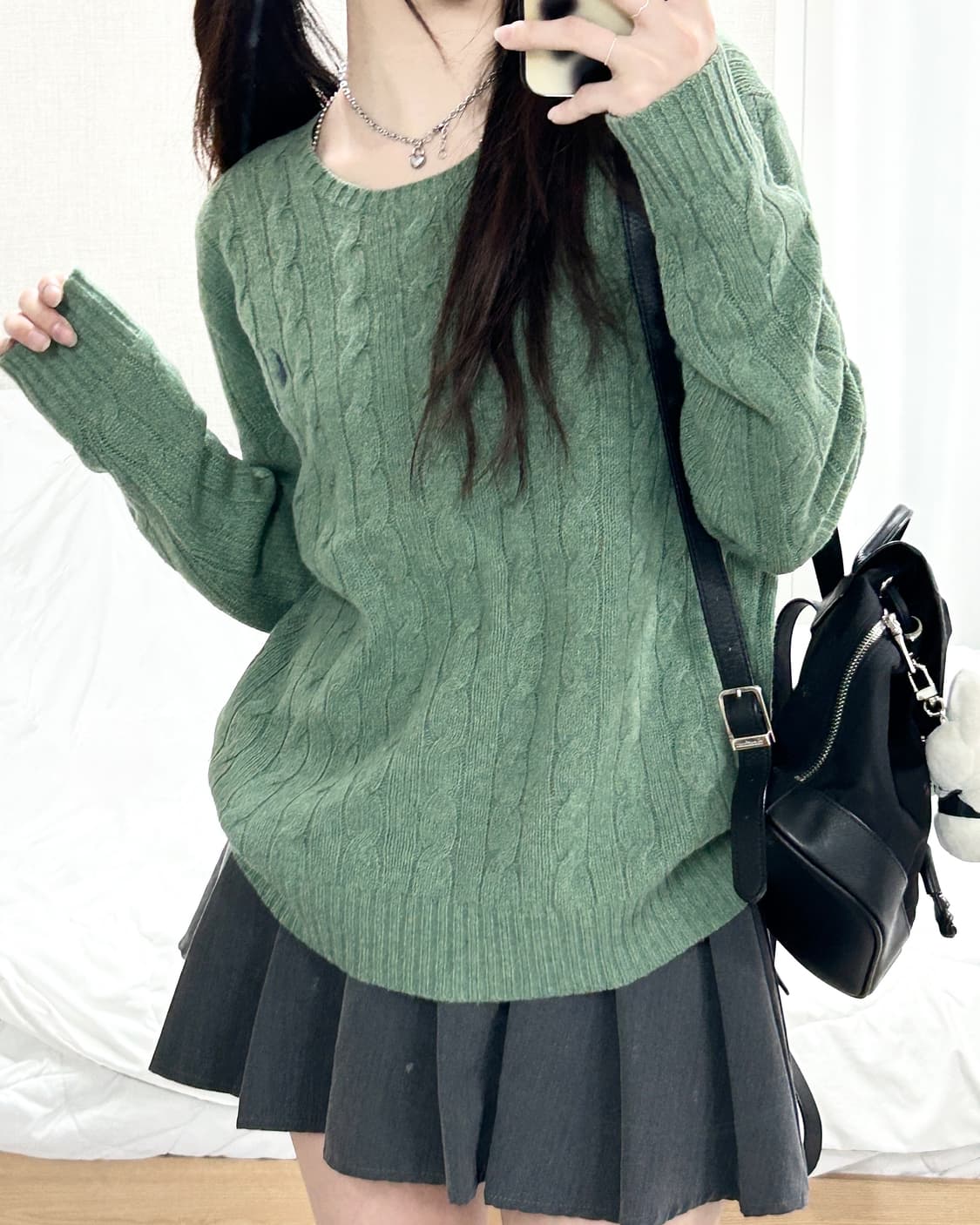 폴로 캐시혼방 말차 케이블니트 상품이미지2