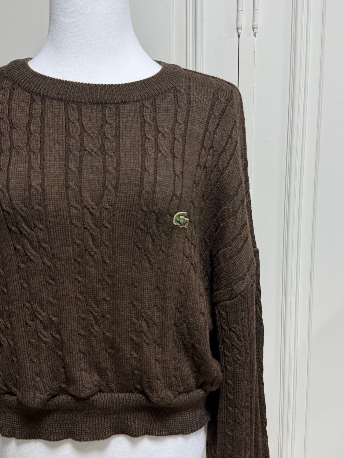 라코스테 카키브라운 크롭 니트 상품이미지2