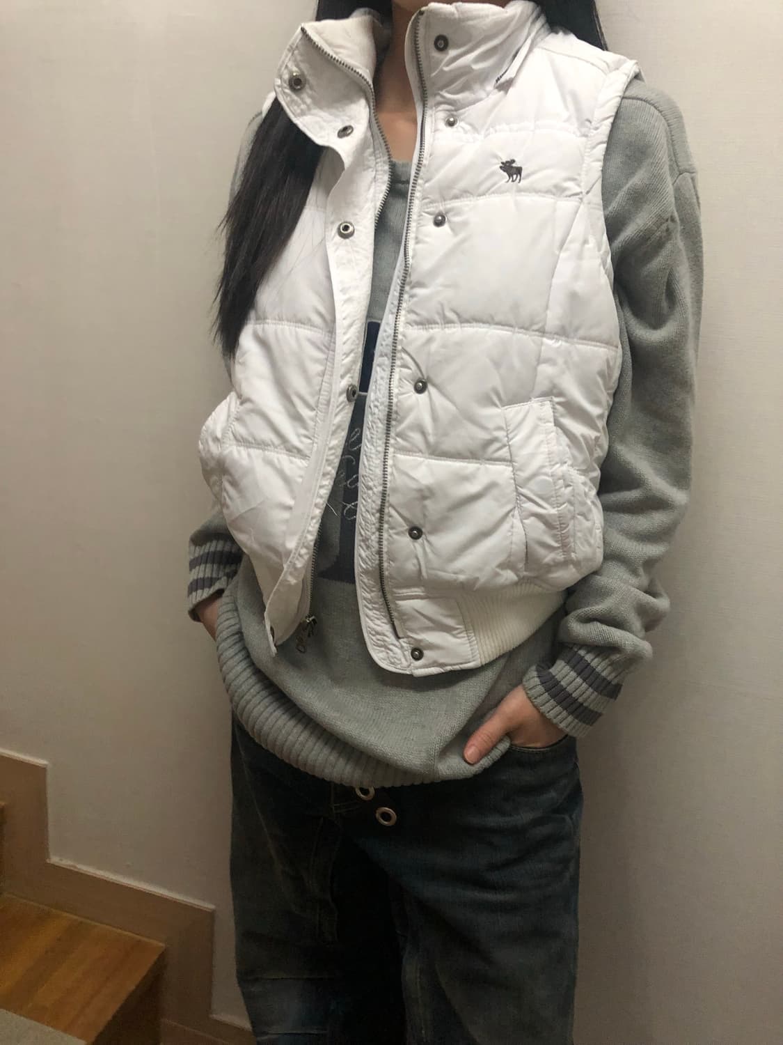 빈티지 아베크롬비 화이트 패딩 베스트 상품이미지8