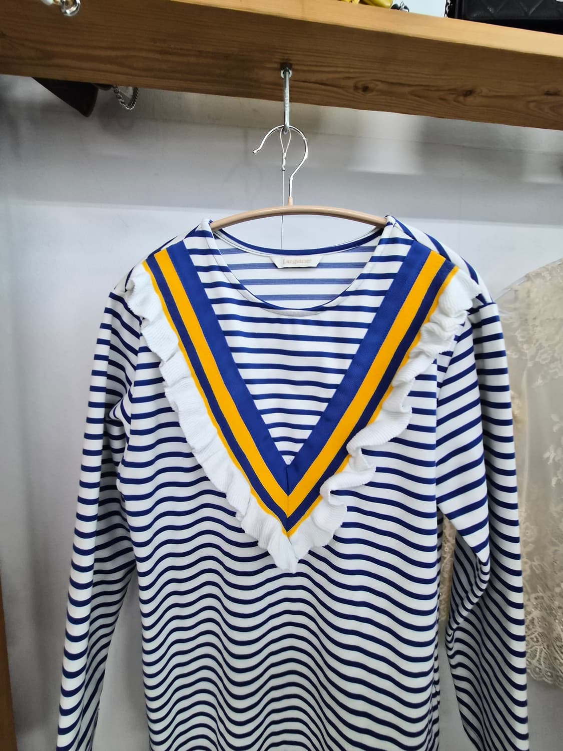 랑자머 스트라이프 이지 프릴 원피스 상품이미지3