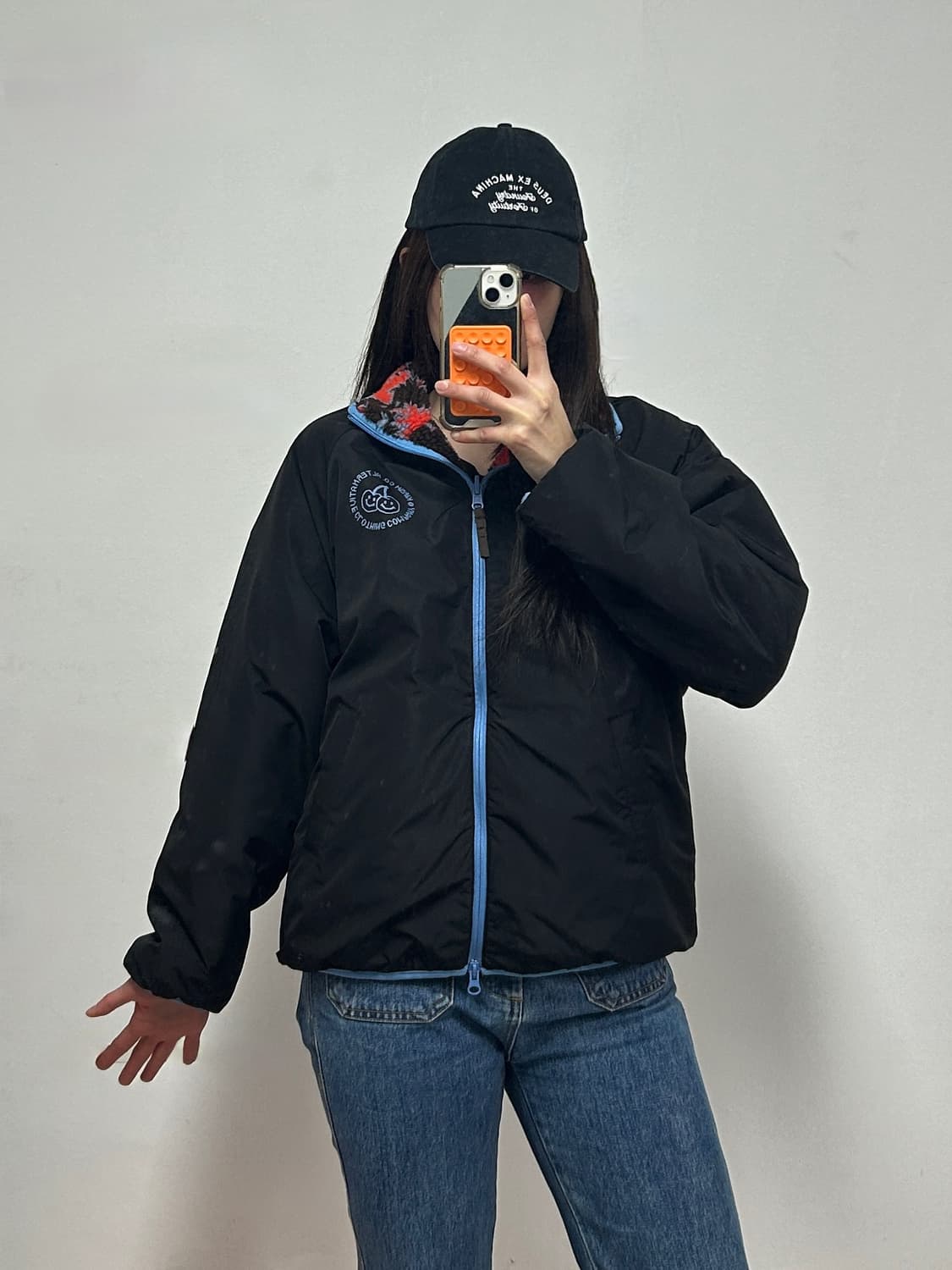 키르시 두들 체리 패턴 플리스 리버시블 자켓 상품이미지2