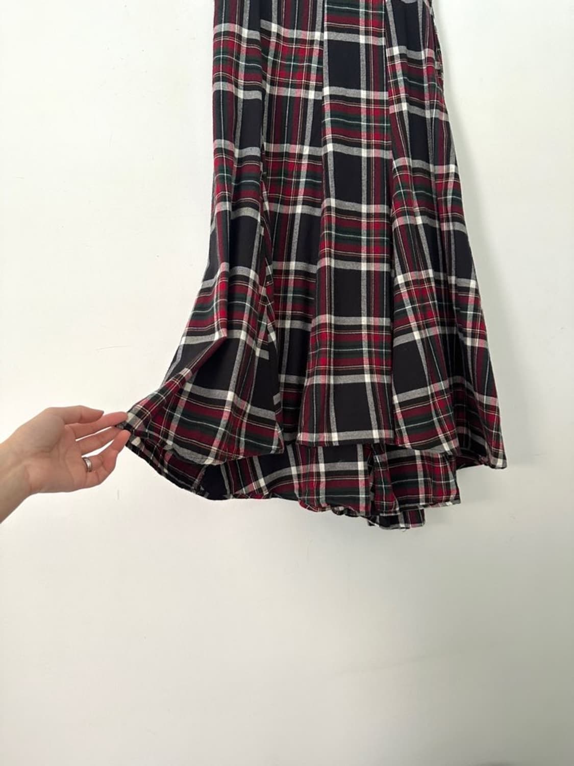 Check ruffle long skirt / red & green 상품이미지2