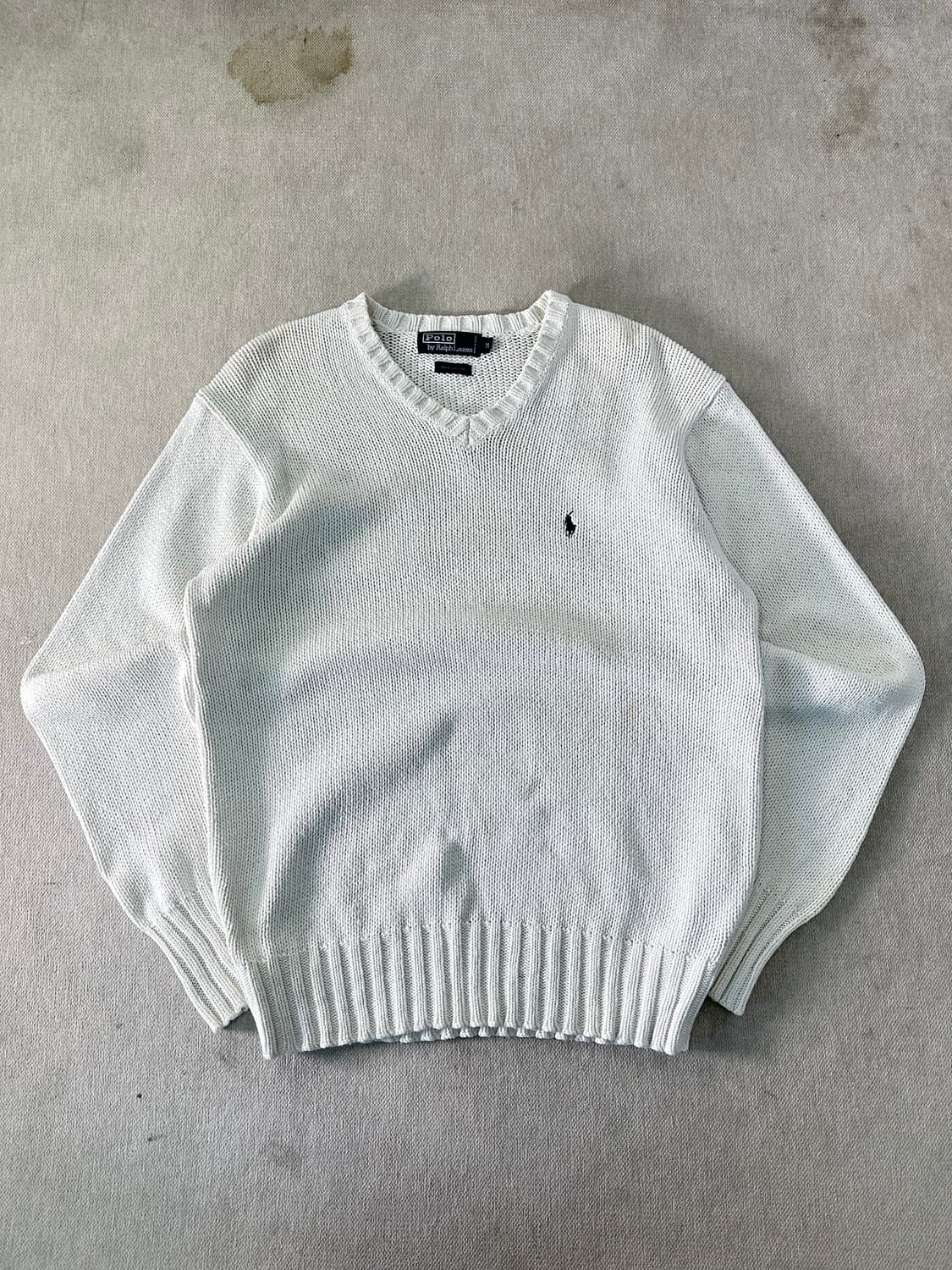 95 폴로랄프로렌 화이트 코튼 브이넥 니트 상품이미지1