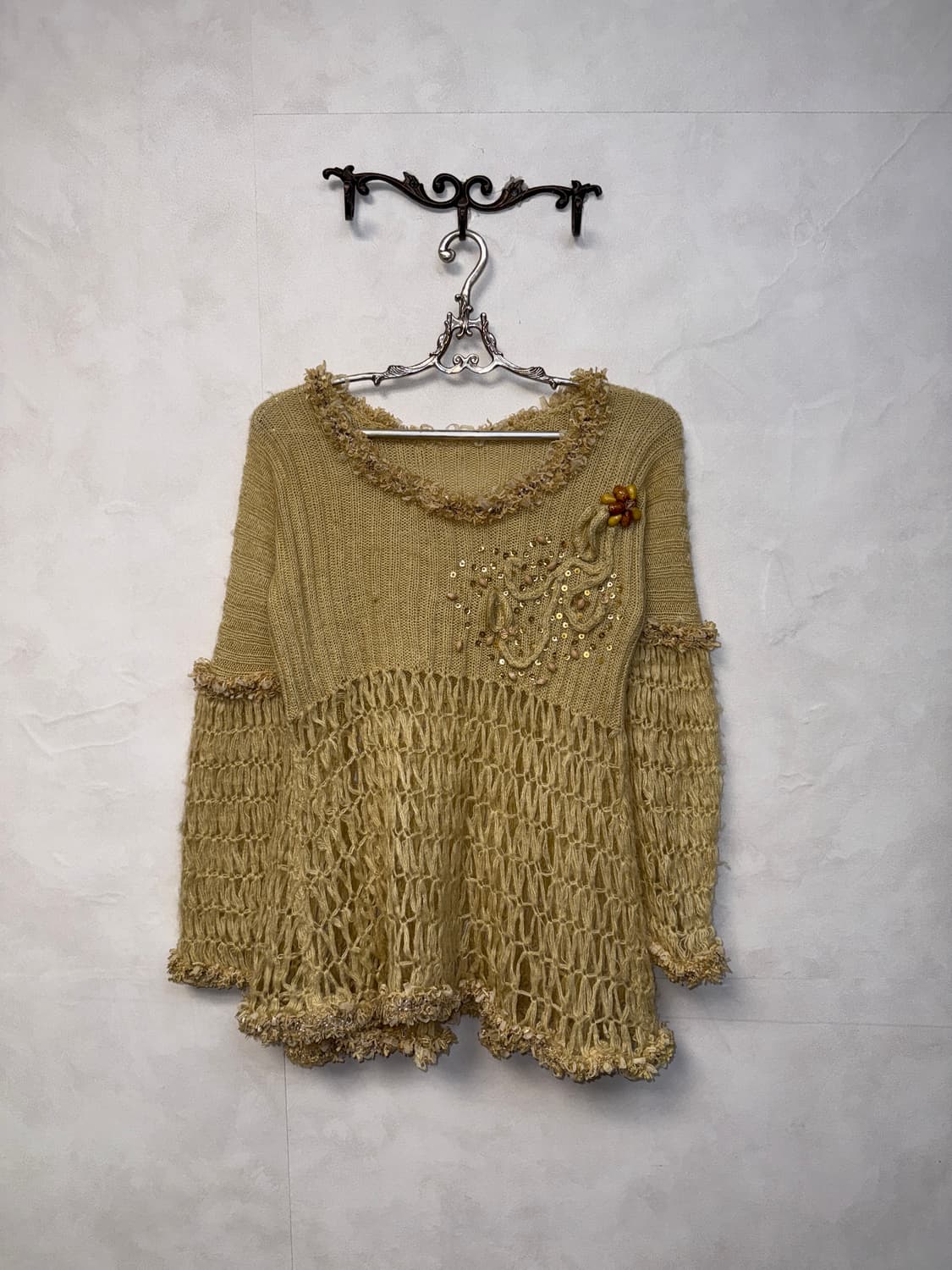 Beige grunge fairy beads detail knit 상품이미지4