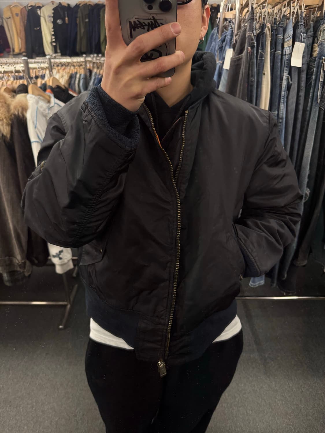 XL)알파인더스트리 빈티지 블랙 MA-1 항공점퍼 상품이미지1