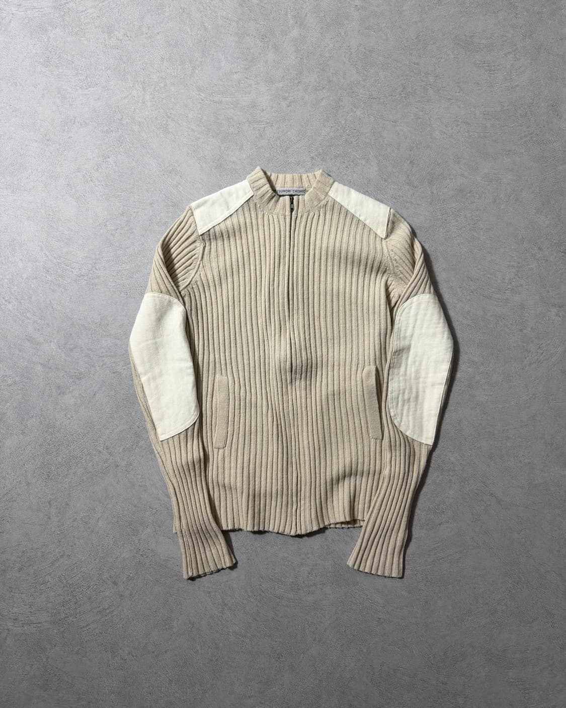 츠모리치사토 패치워크 골지 니트집업 상품이미지1