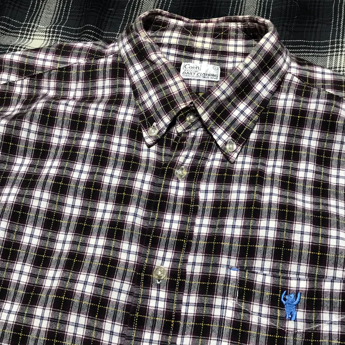 재팬 코엔 퍼플 체크 버튼다운 셔츠 상품이미지1