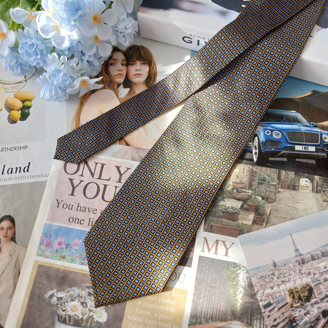 지방시 실크 네이비 기하 패턴 넥타이 9.9cm A+등급 A19612
 상품이미지4