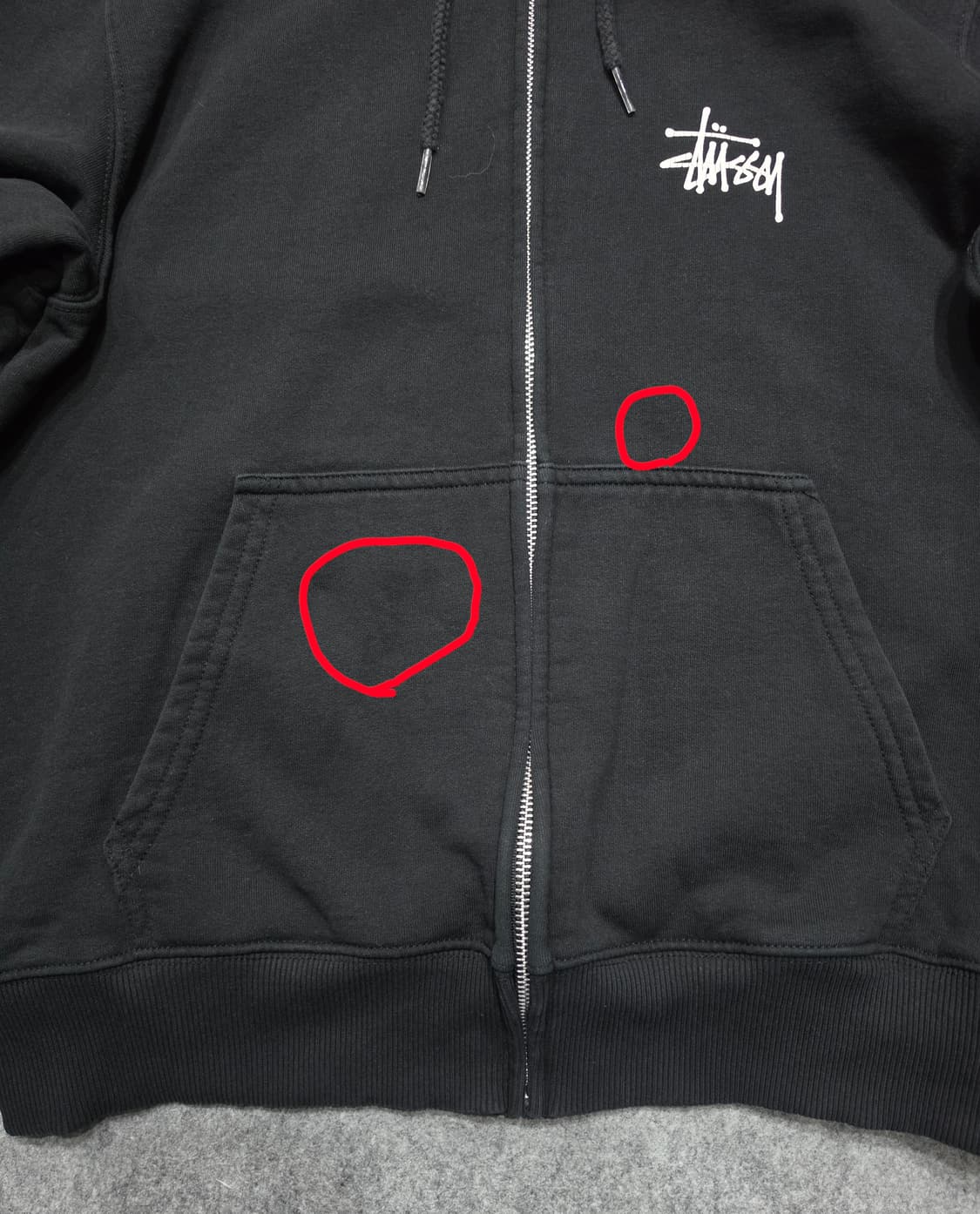 스투시 베이직 로고 후드집업 블랙 S 상품이미지5