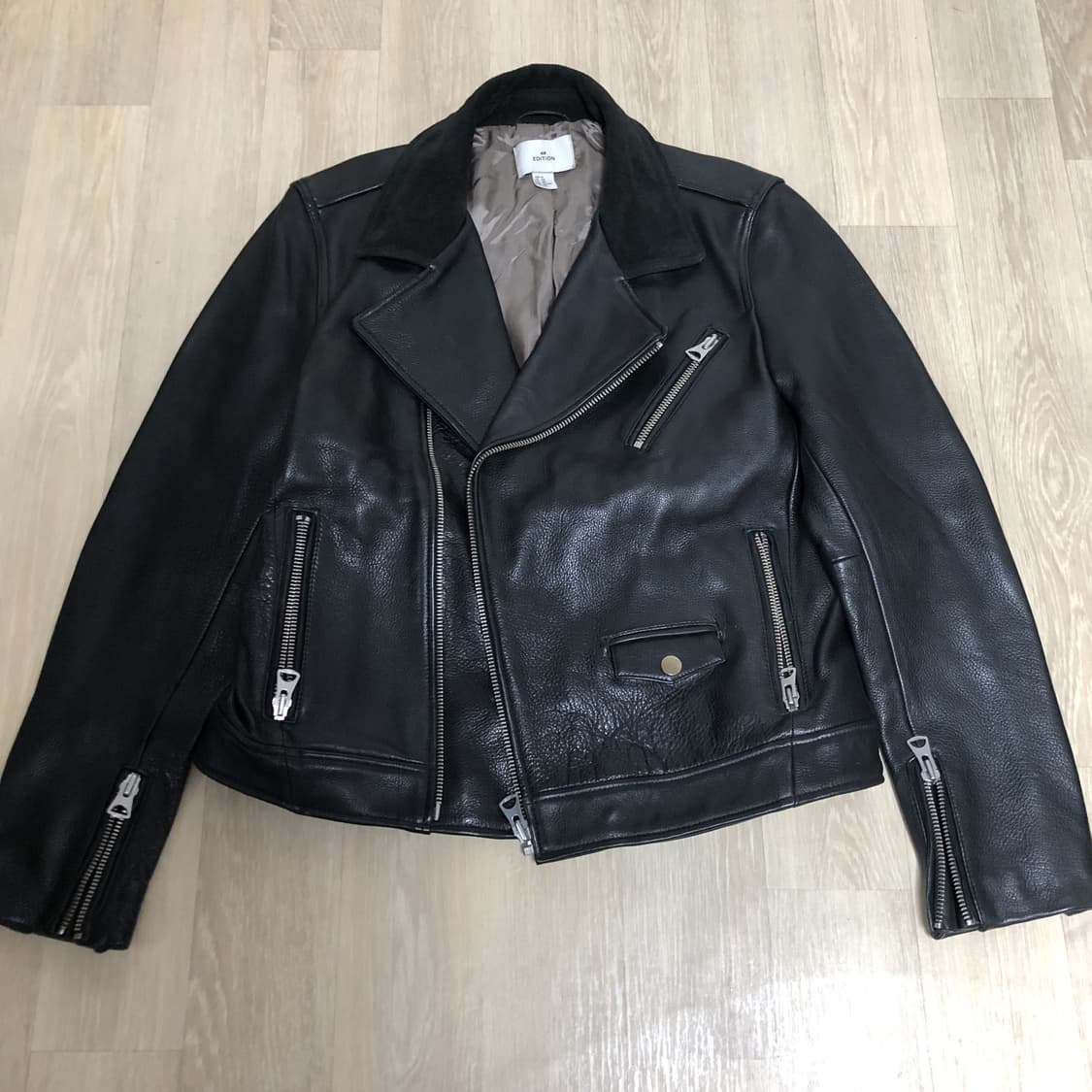 (105) H&M EDITION 소가죽 스웨이드 믹스 라이더 자켓 블랙 상품이미지1