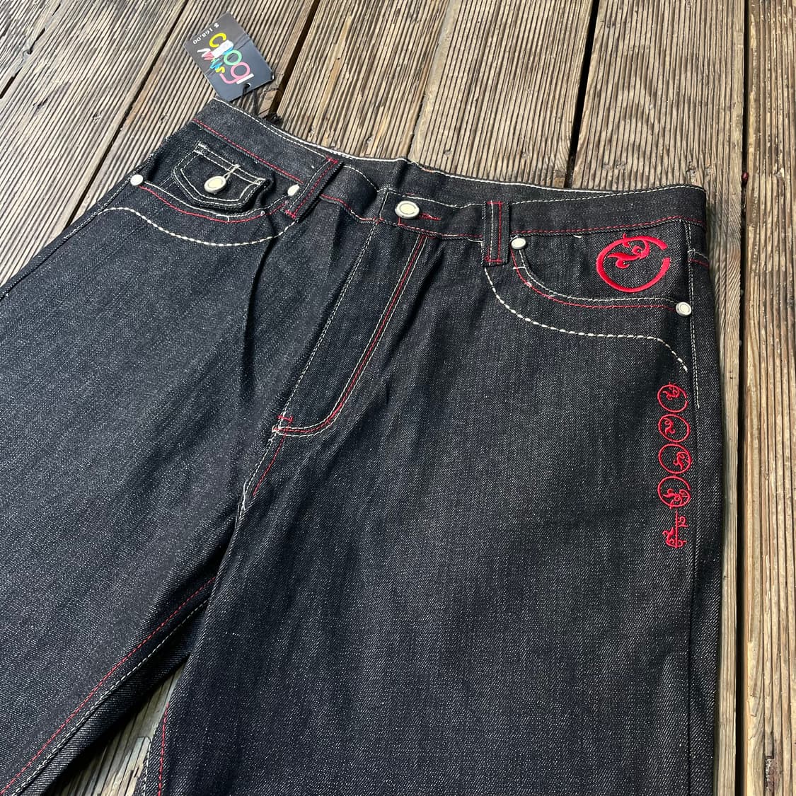 쿠지 자수 흑청 데님팬츠 상품이미지5