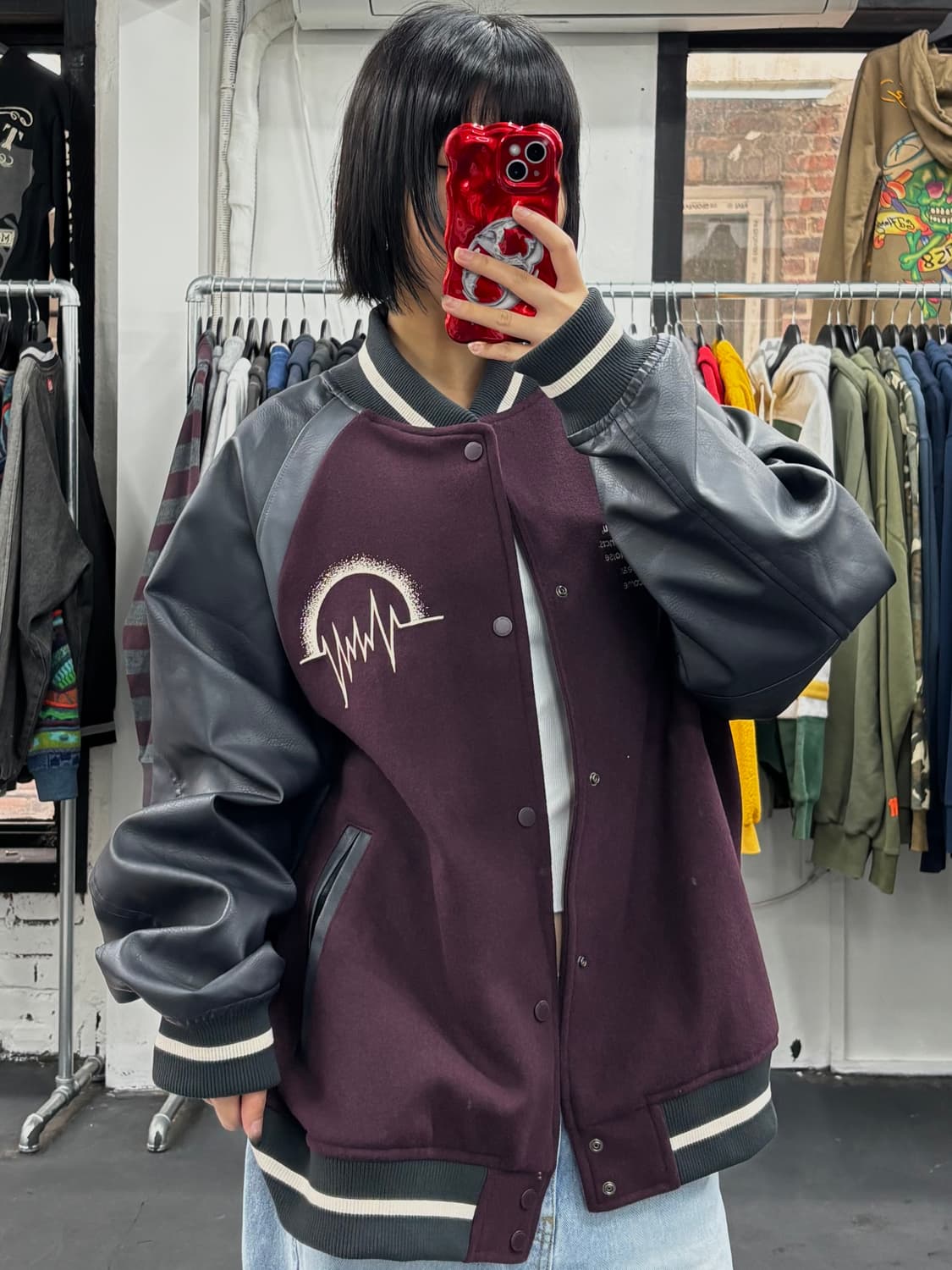 GU x 언더커버 버건디 바시티 상품이미지2