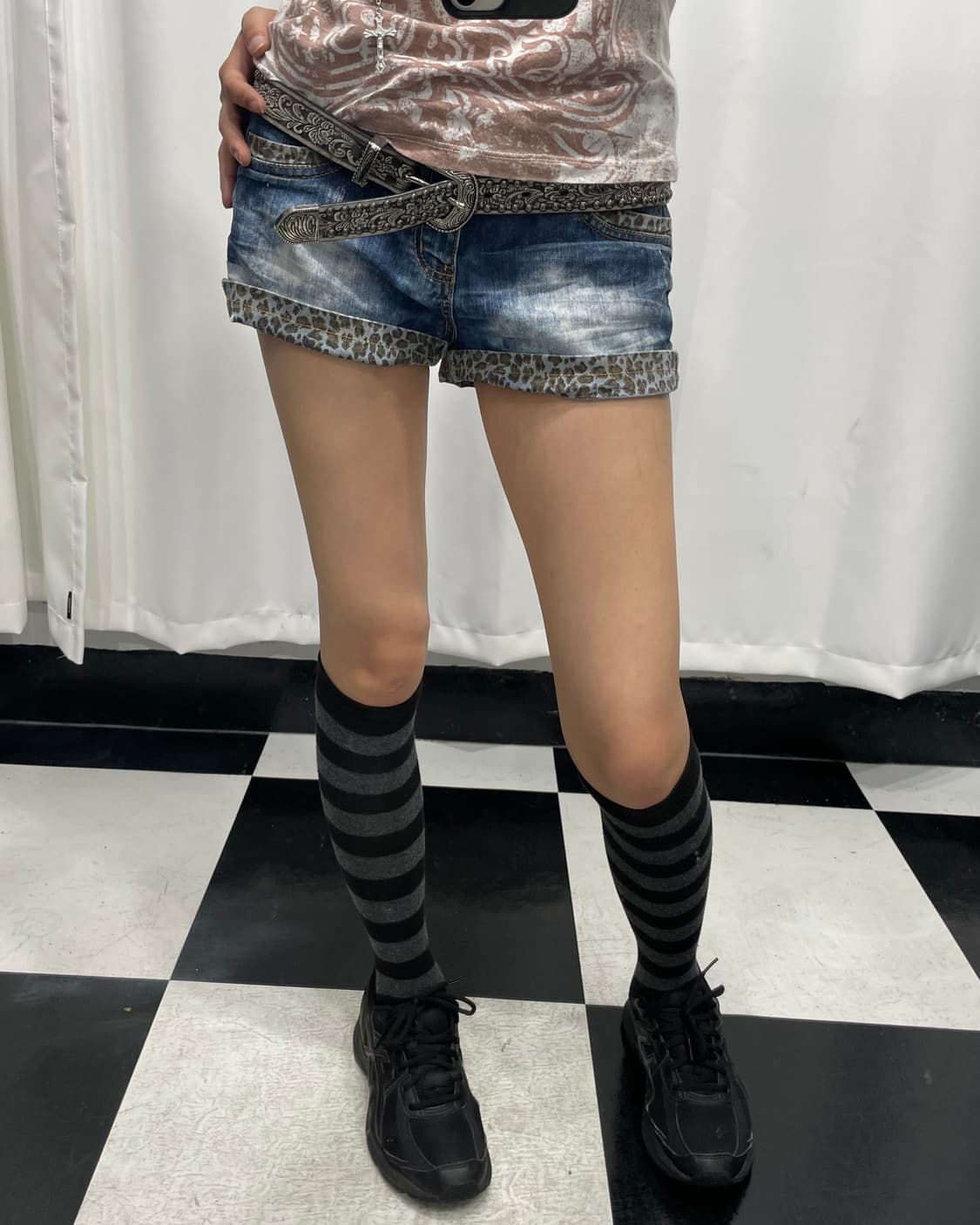 🎸레오파드 디테일 라이트블루 데님 숏츠🎸 상품이미지1