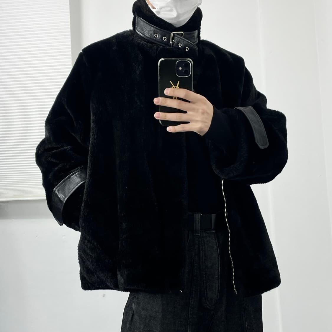 M-L 블랙 퍼 무스탕 자켓 상품이미지1