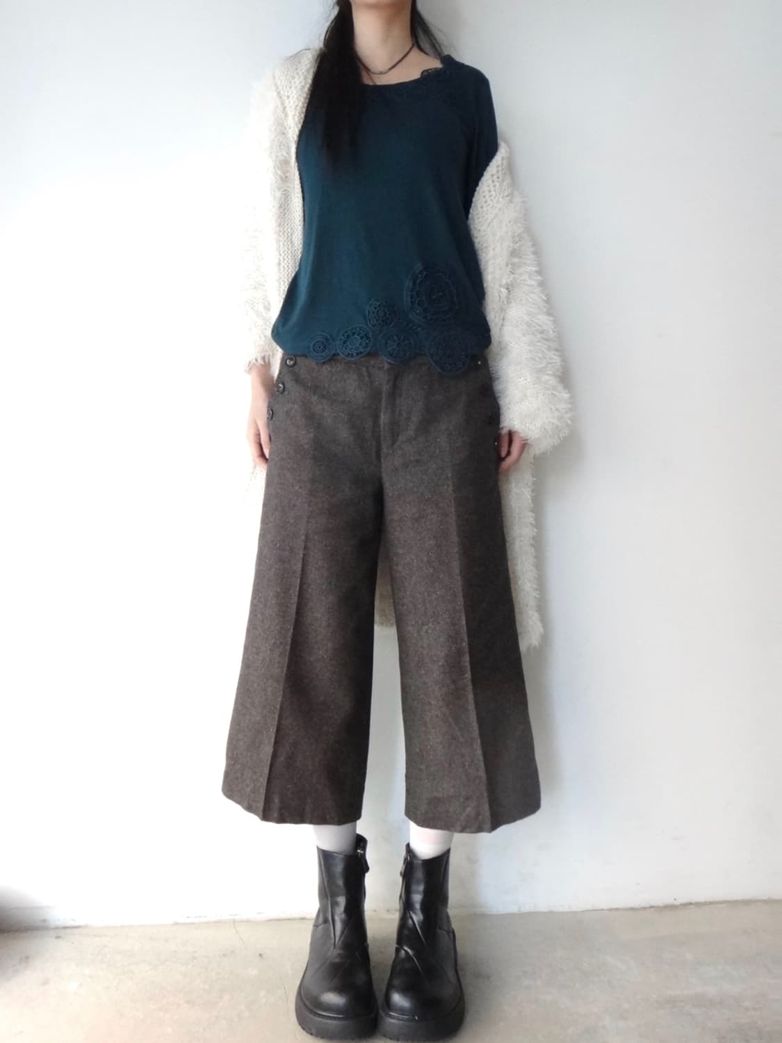 4 Button warm midi pants / brown 상품이미지6