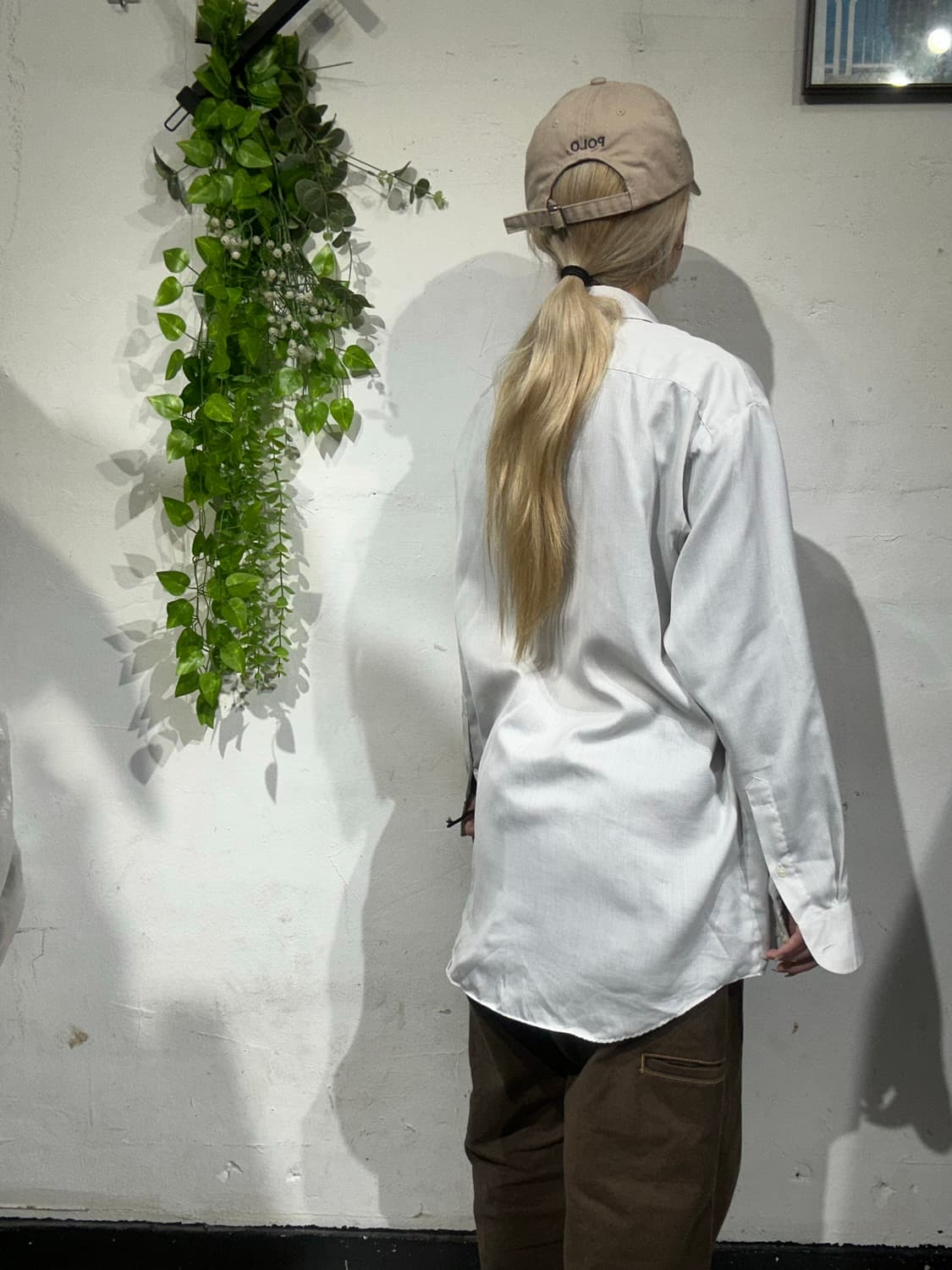 일본 빈티지 화이트 오버핏 스트라이프 셔츠 L 상품이미지4