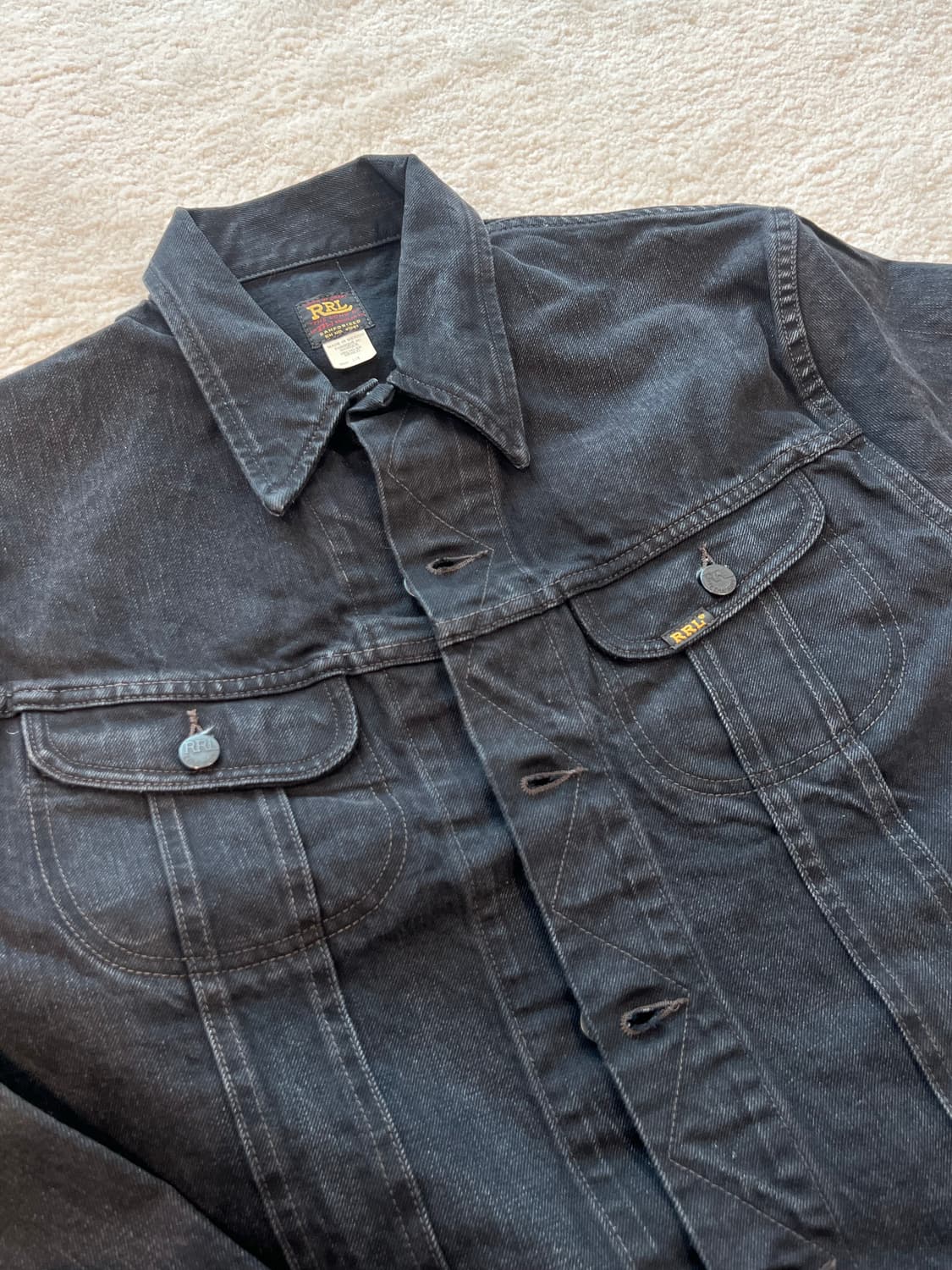 더블알엘 lot 271 블랙 데님 트러커 자켓 상품이미지2
