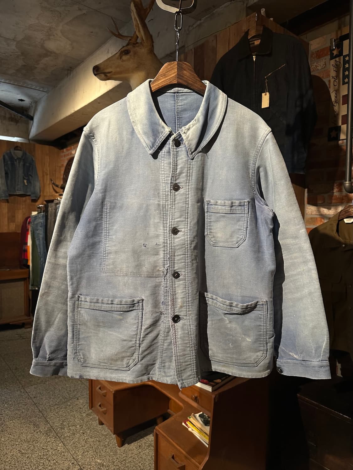 40s 50s French Moleskin Work Jacket 상품이미지2