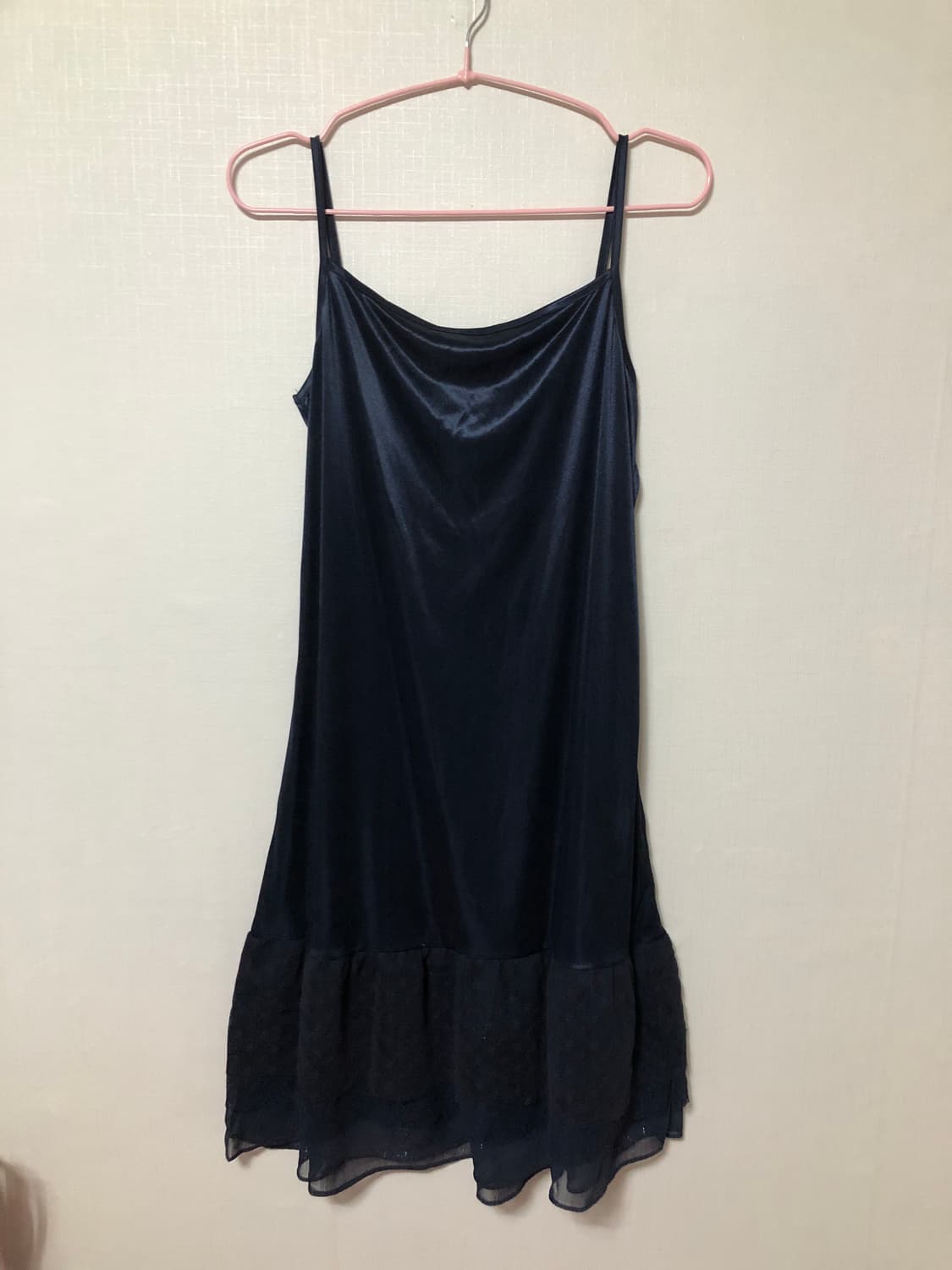 Navy Satin Frill Slip 상품이미지4