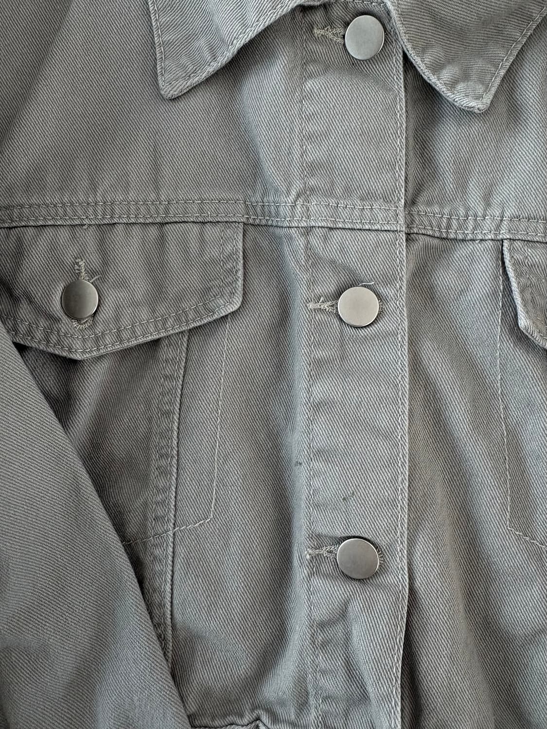 그레이 크롭 데님 자켓 상품이미지2