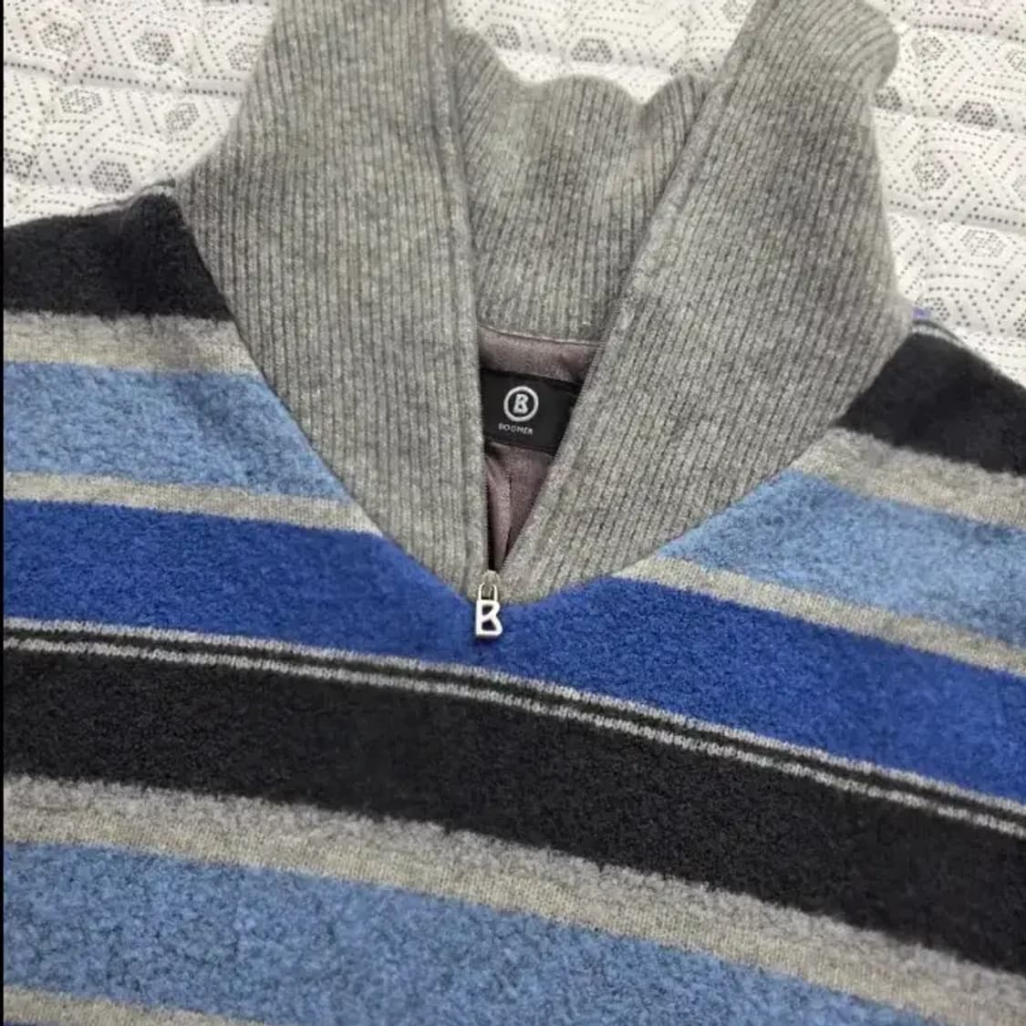 보그너 남성 스트라이프 반집업 니트 95 상품이미지4