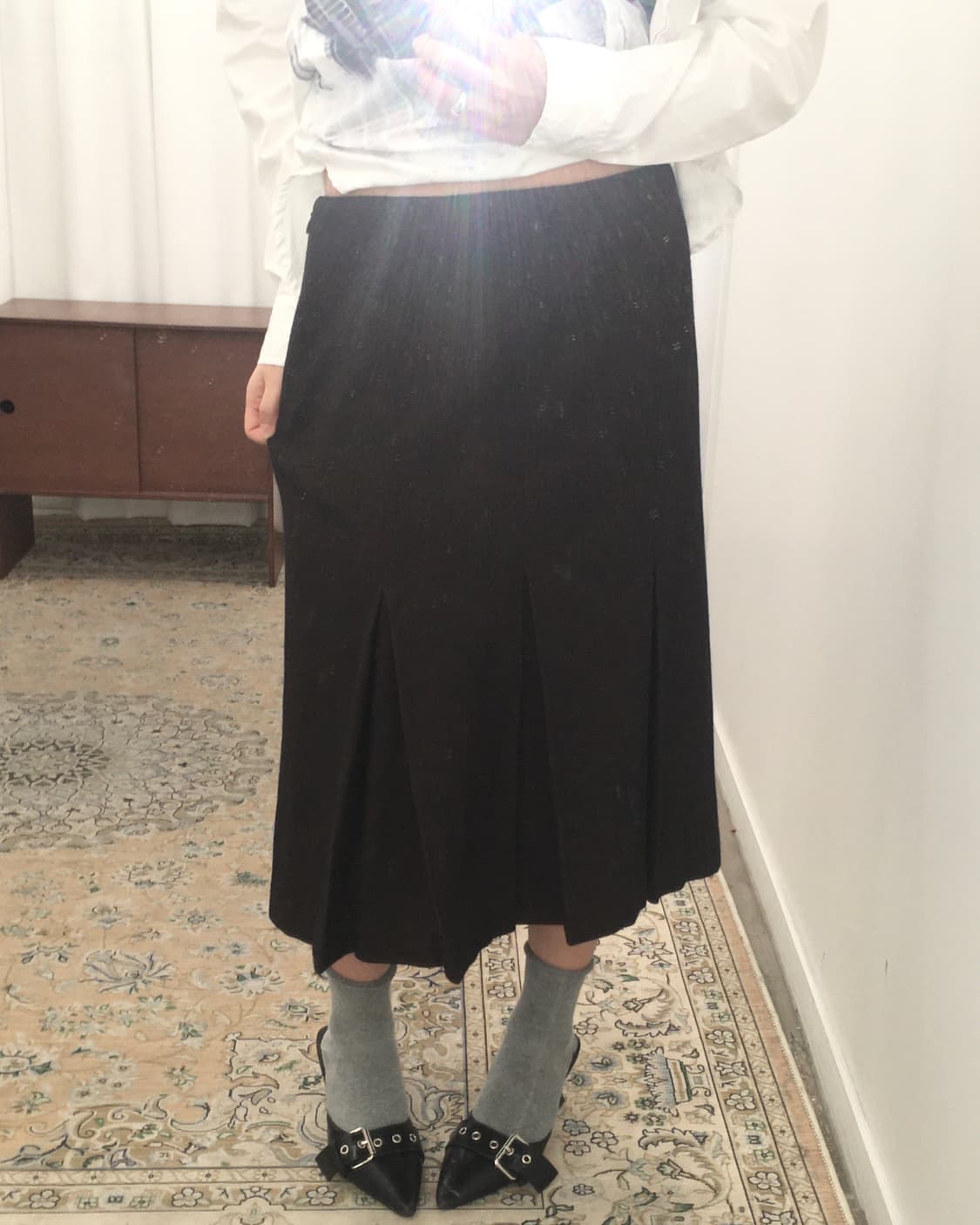 딥브라운 미디 스커트 상품이미지1