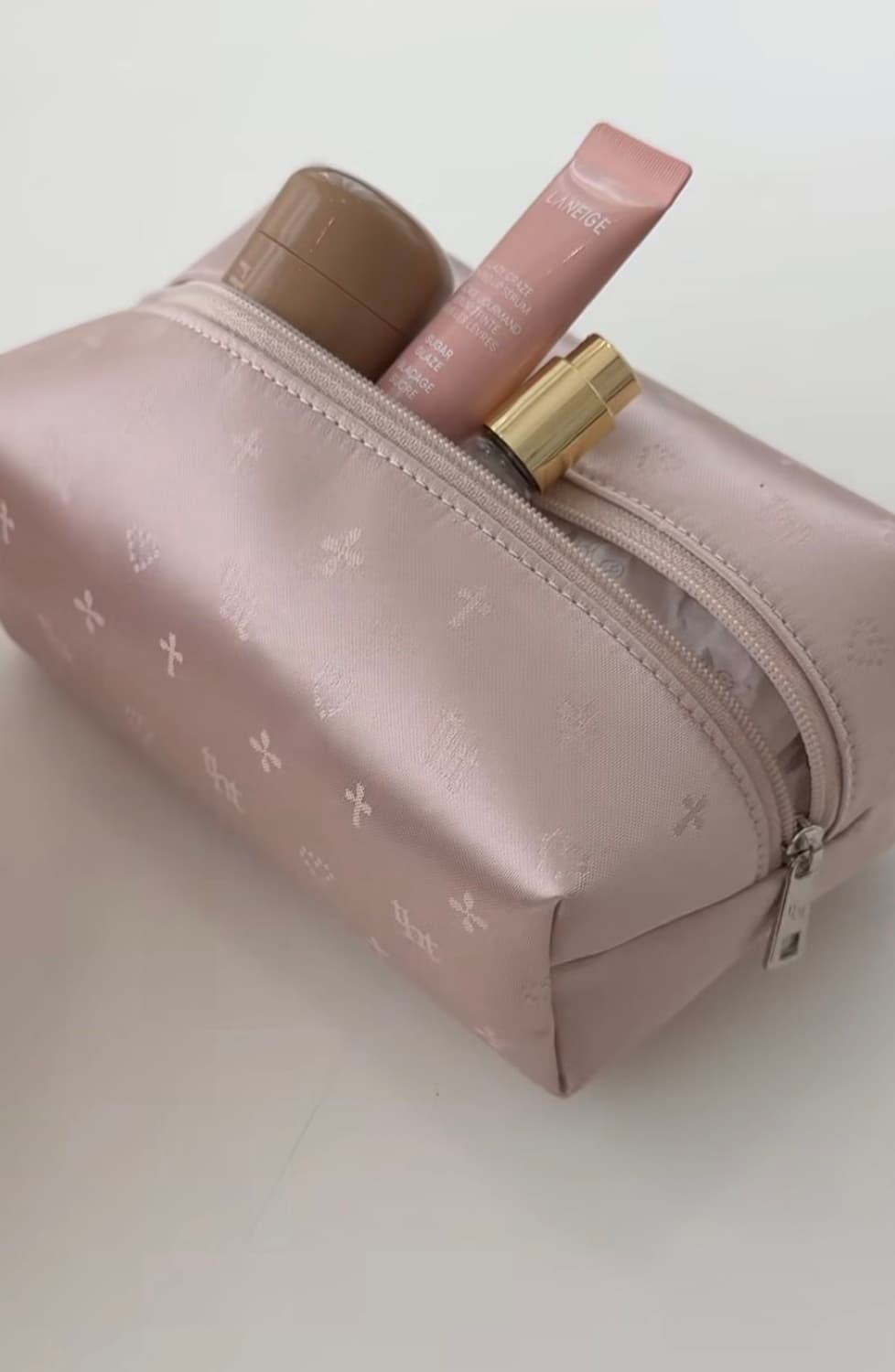 Threetimes 쓰리타임즈 자카드 파우치 핑크 상품이미지4