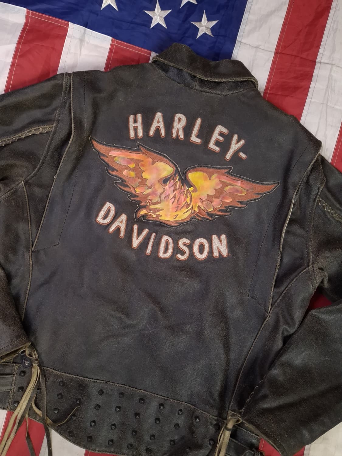 오리지날 할리데이비슨 리얼레더 이글 테슬 라이더자켓 상품이미지10