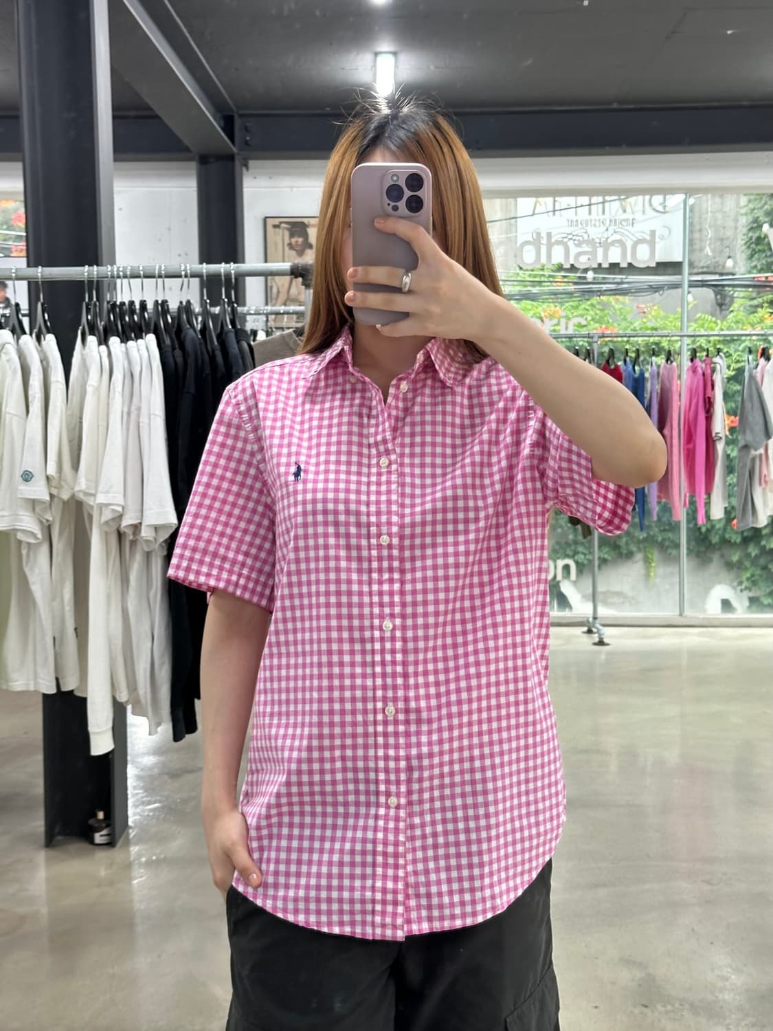 폴로랄프로렌 큐알텍 핑크체크 반팔셔츠 상품이미지4