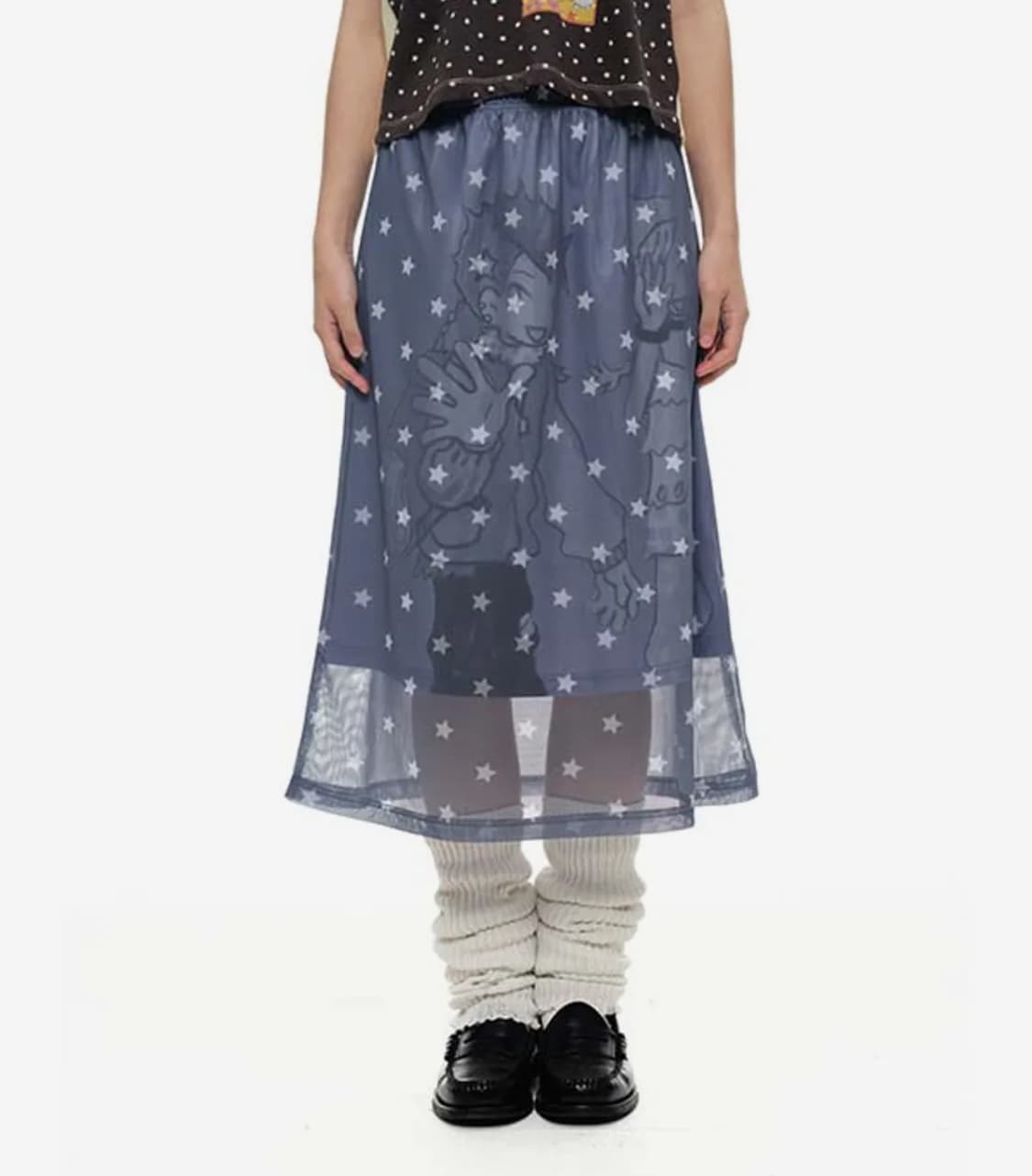 유쓰배쓰 Oliwa Star Print Mesh Graphic Skirt 상품이미지2
