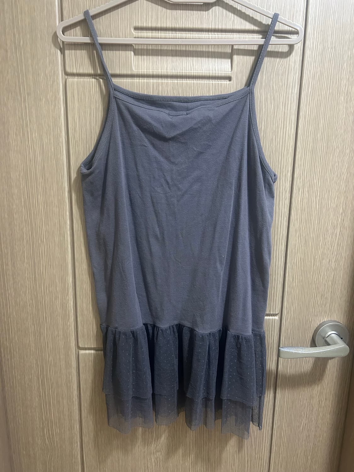 도트 프릴 레이어드 스커트 (차콜) 상품이미지2