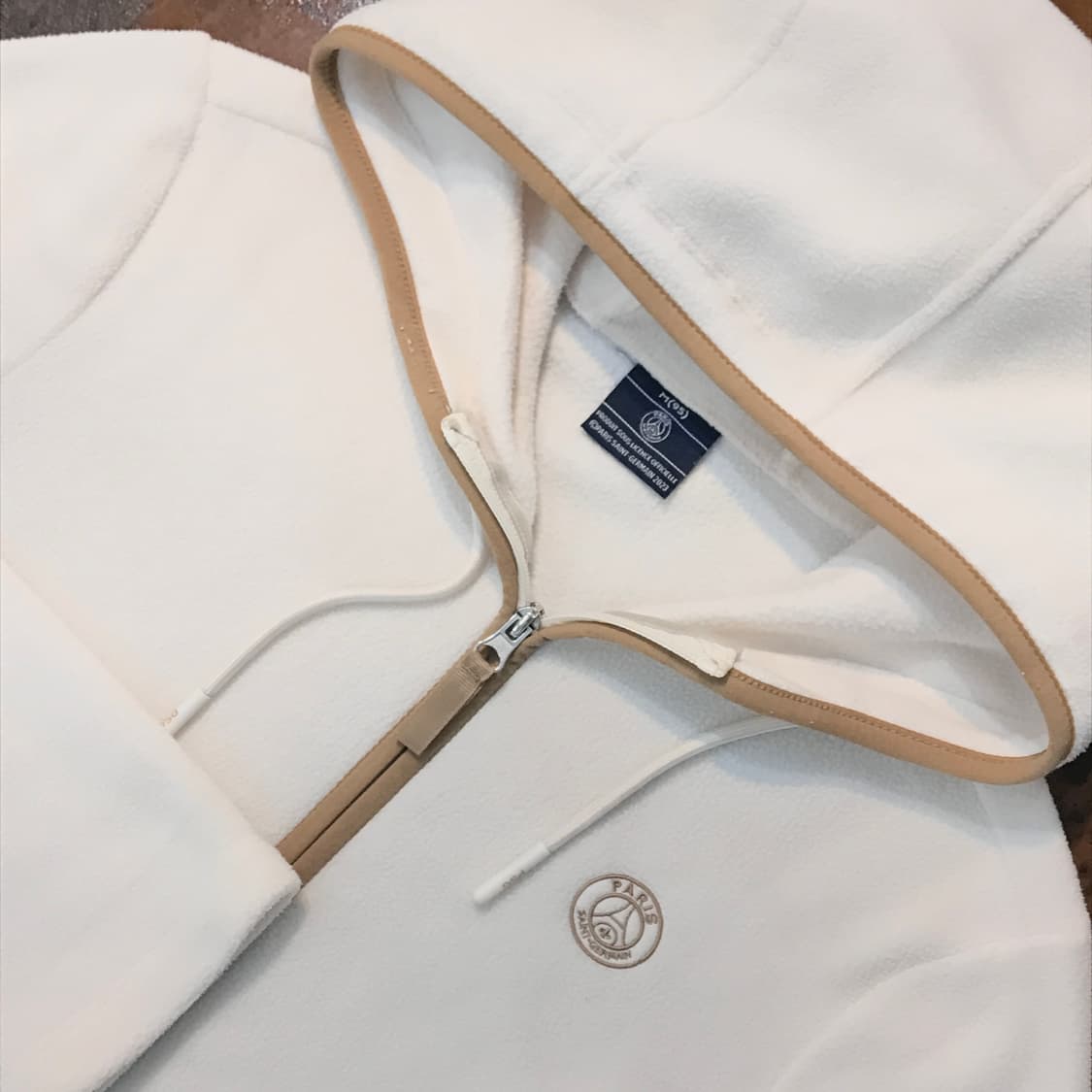 파리생제르망 크림 아이보리 플리스 후드 집업 남성 102 여성 루즈핏 상품이미지3