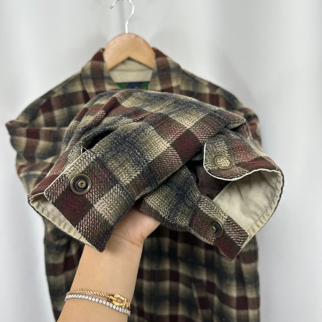   빈폴 남자 도톰한 체크 똑딱이 셔츠 자켓 90  EIW 상품이미지4