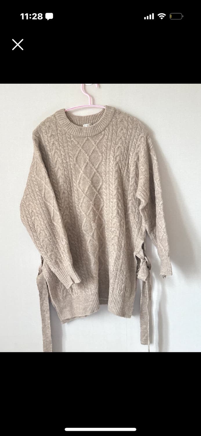 라떼갸루 리본 디테일 미디 니트 상품이미지1