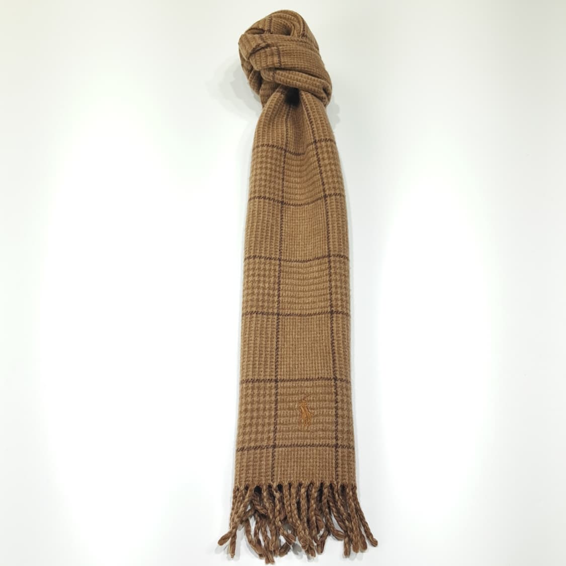 MX658 폴로 90s 이태리판 램스울 양면 체크 브라운 머플러 목도리 상품이미지3