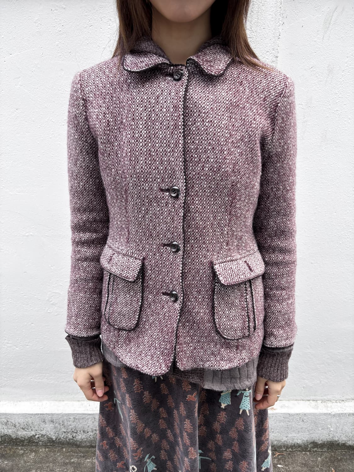 빈티지 퍼플 울 자켓 숏코트 상품이미지2