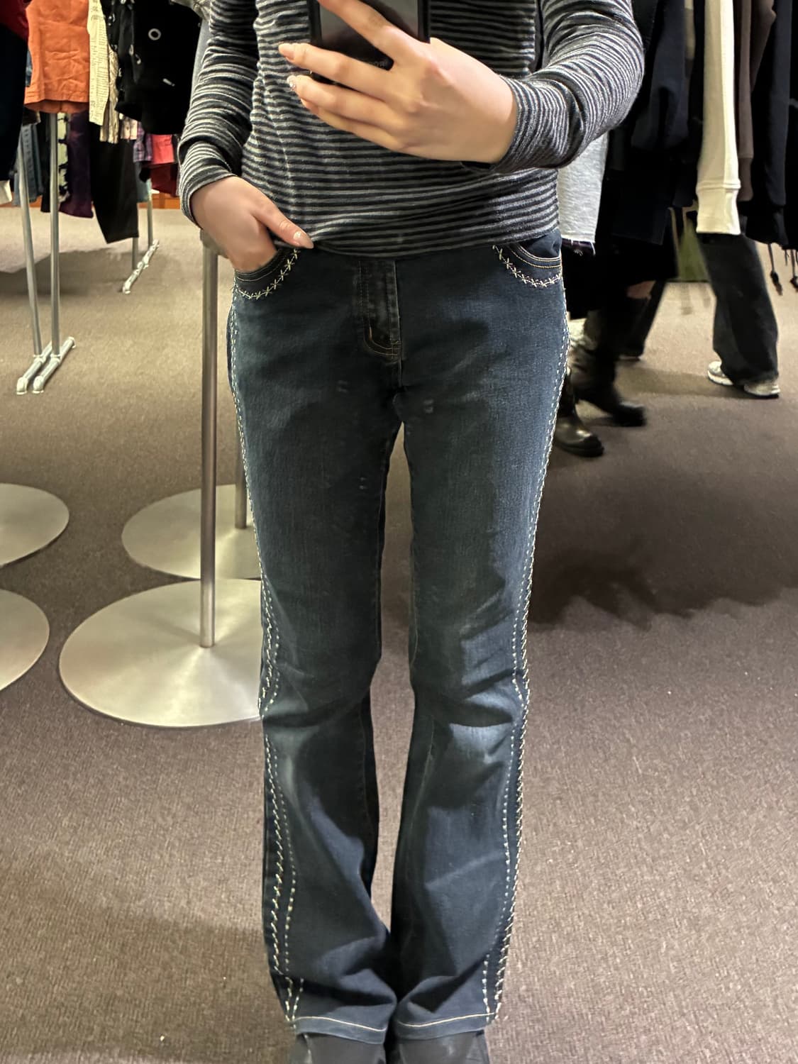 27)Japanese vintage 여성 스티치 부츠컷 팬츠 상품이미지2