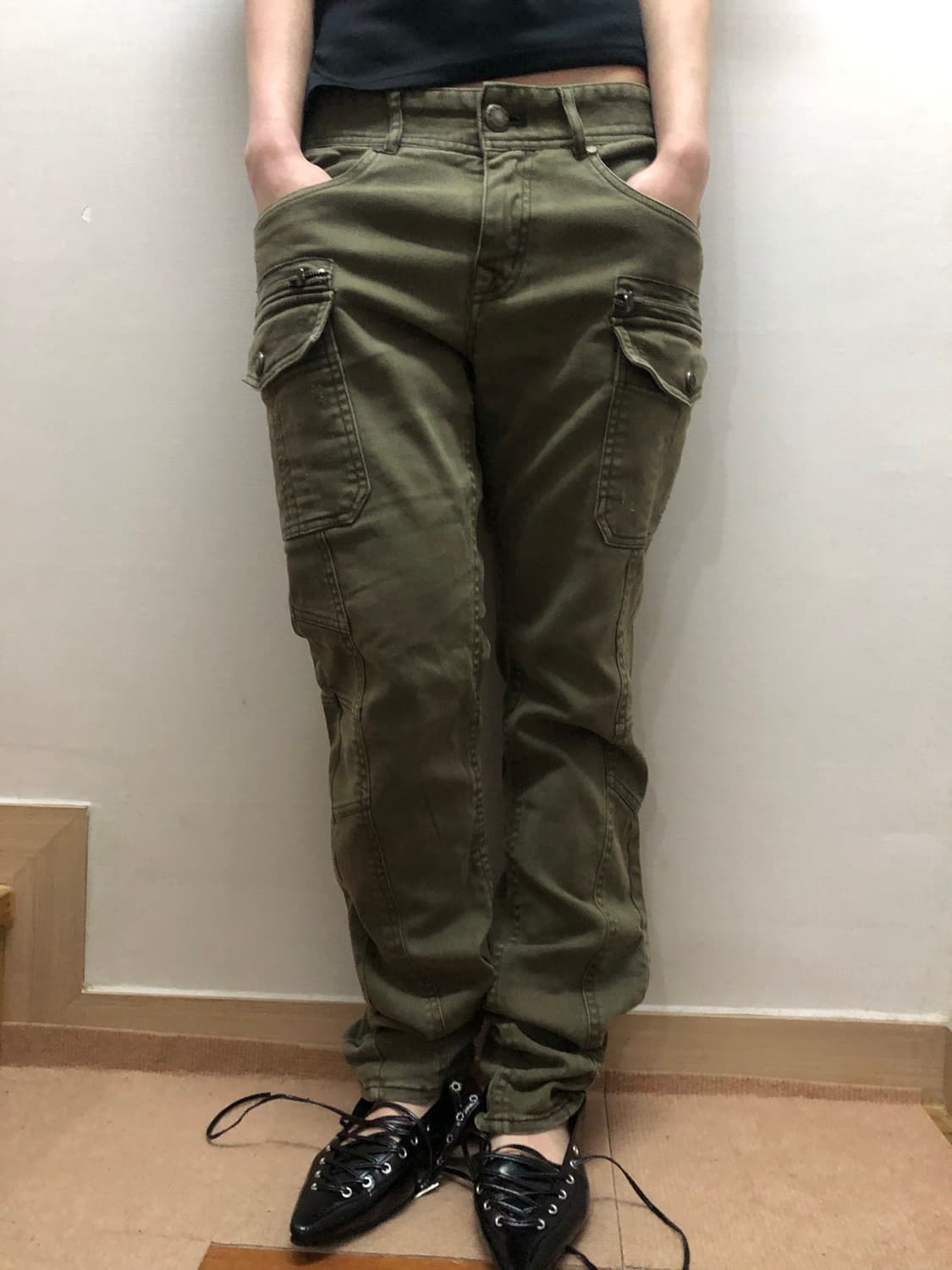 빈티지 버카루 카키 펑크 카고 팬츠 상품이미지2