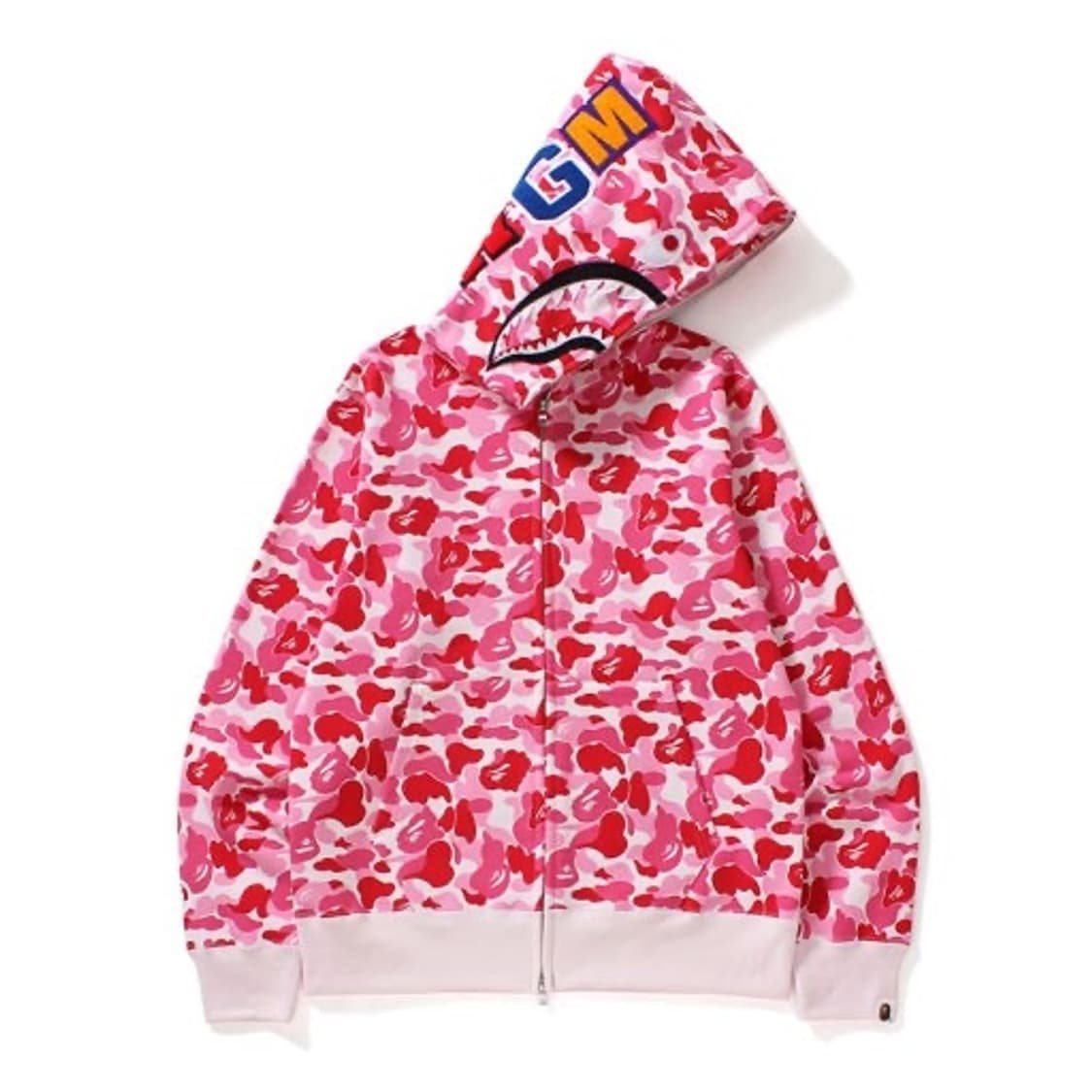 베이프 ABC 카모 샤크 후드 WGM 풀 집업 핑크 상품이미지1